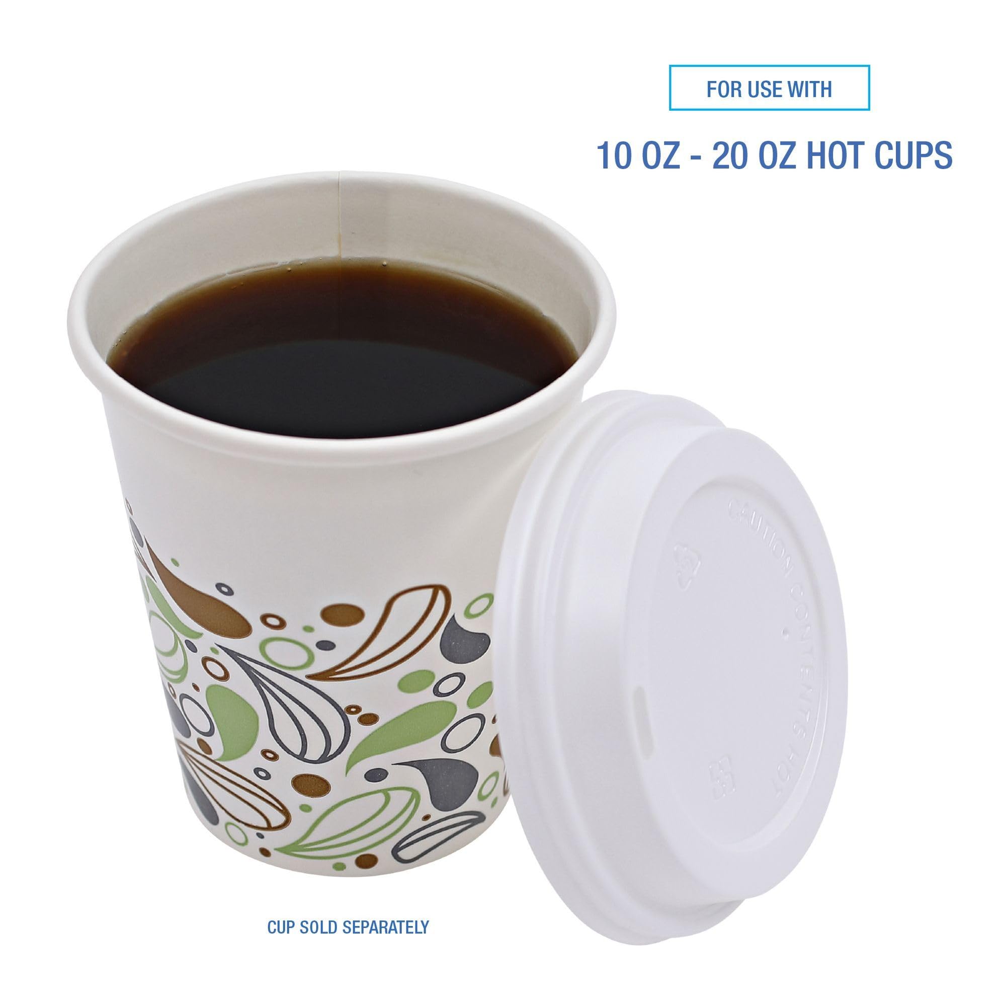 Boardwalk Deerfield Hot Cup Lids - Fits 10oz to 20oz Cups - White Plastic Disposable Lids (50/Pack, 20 Packs/Carton) - Perfect for Coffee Shops, Restaurants & Takeout Services