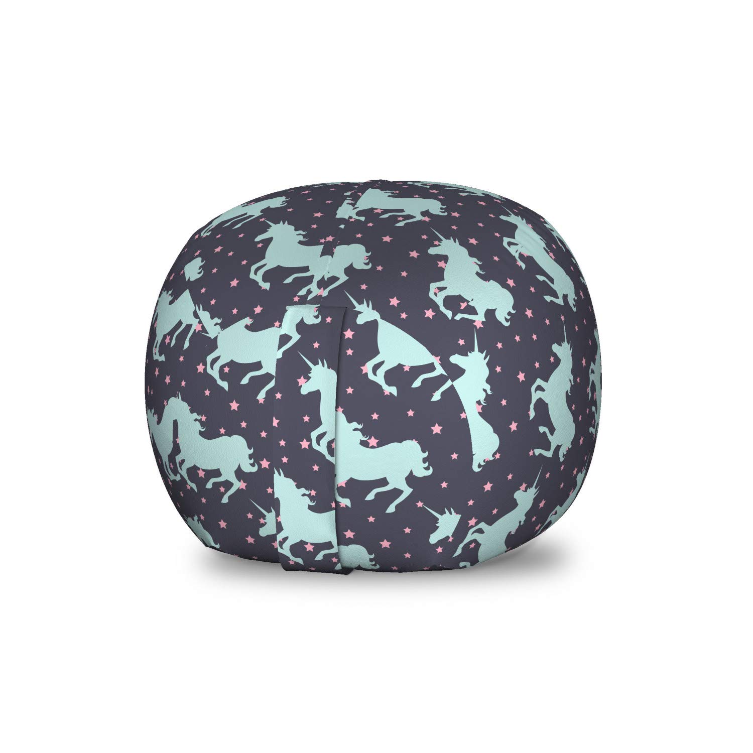 Ambesonne Unicorn Storage Toy Bag Chair - Fantasy Horse Silhouette with Star Motifs, Washable Stuffed Animal Organizer (Small Size, Indigo Teal) | Kids Room Decor, Playroom Storage, Gift for Unicorn Lovers