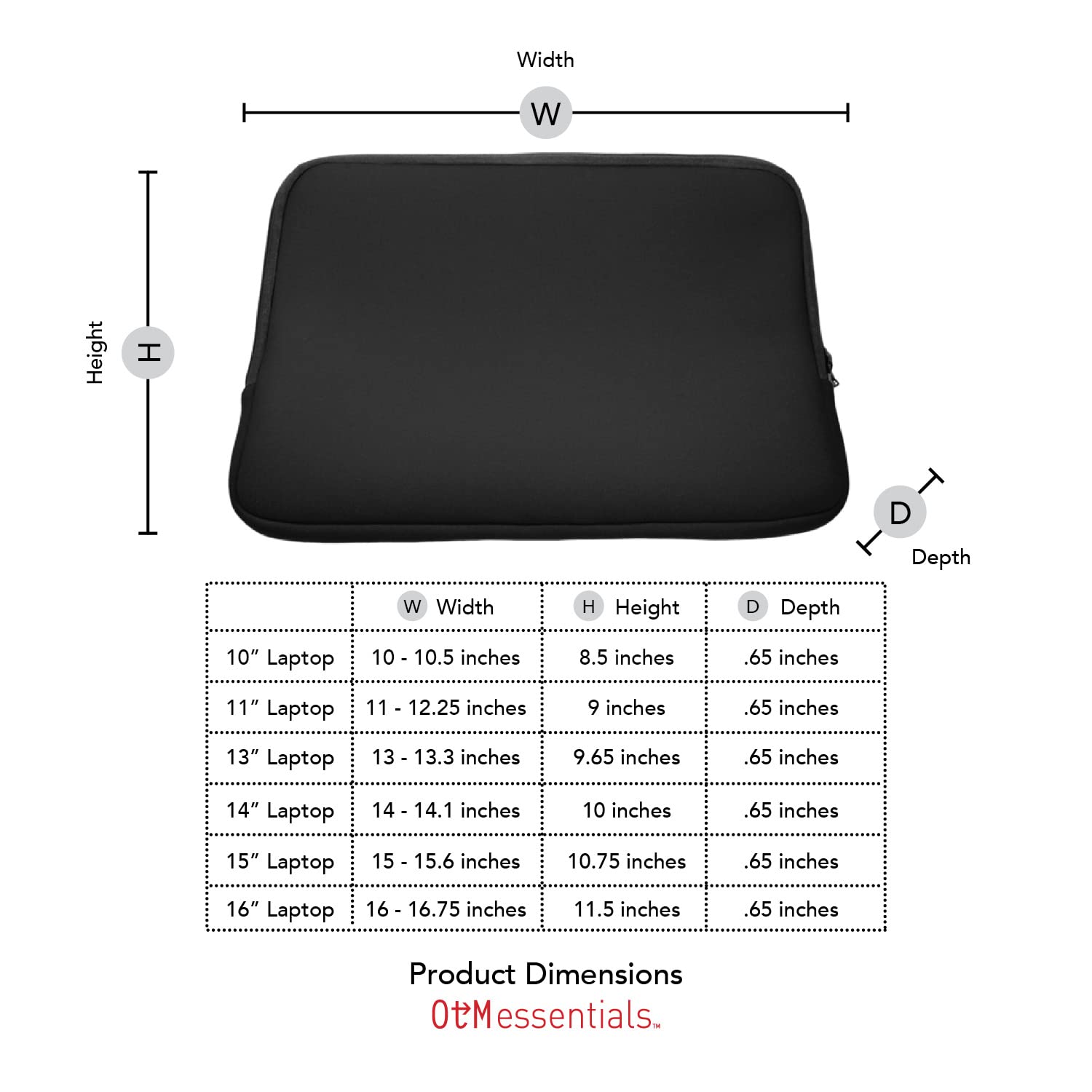 OTM Essentials 15 Inch Laptop Sleeve Case - Lightweight & Protective Neoprene Cover for MacBook, Dell, HP - Perfect for Travel, School & Office (Blue)