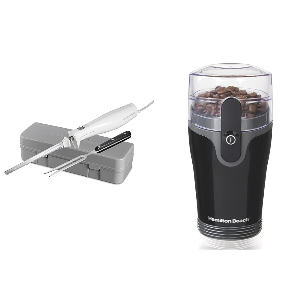 Hamilton Beach Electric Knife Set with Reciprocating Serrated Blades & Fresh Grind Electric Coffee Grinder for Beans, Spices - Perfect for Holiday Meals, Coffee Lovers & Kitchen Enthusiasts