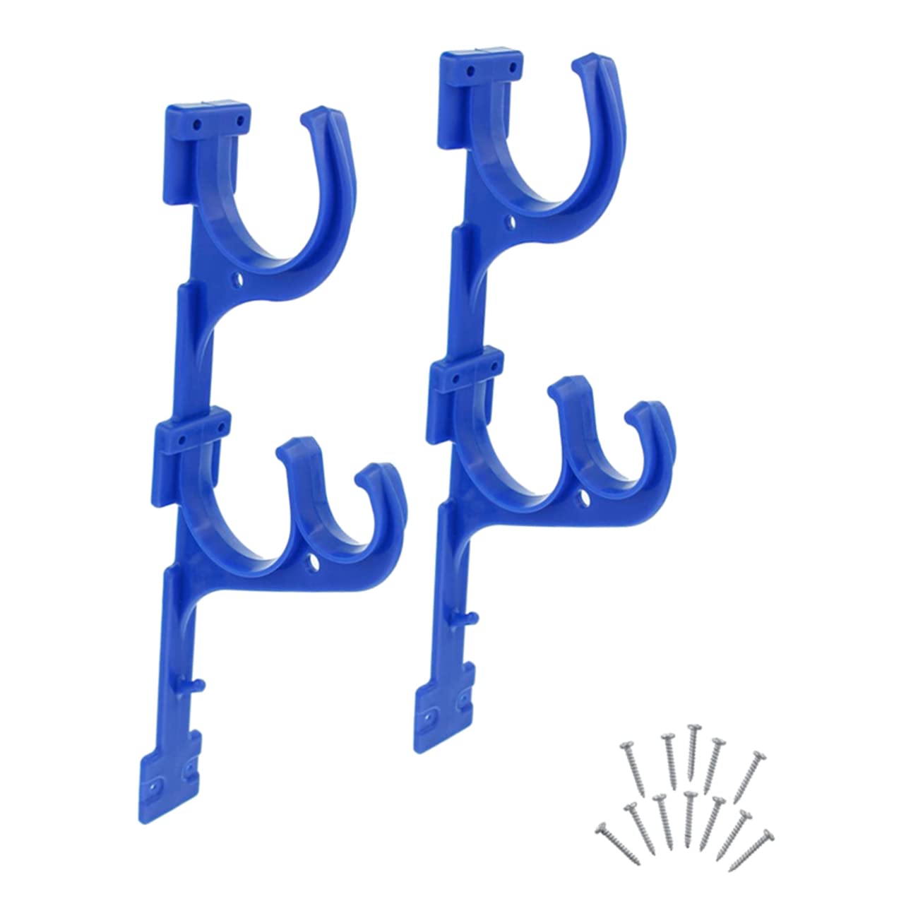 HEMOTON Pool Leaf Rake Hook & Hanger Set - Heavy Duty Pool Pole Holder, Skimmer Hook & Accessory Bracket for Swimming Pool Maintenance & Cleaning Supplies