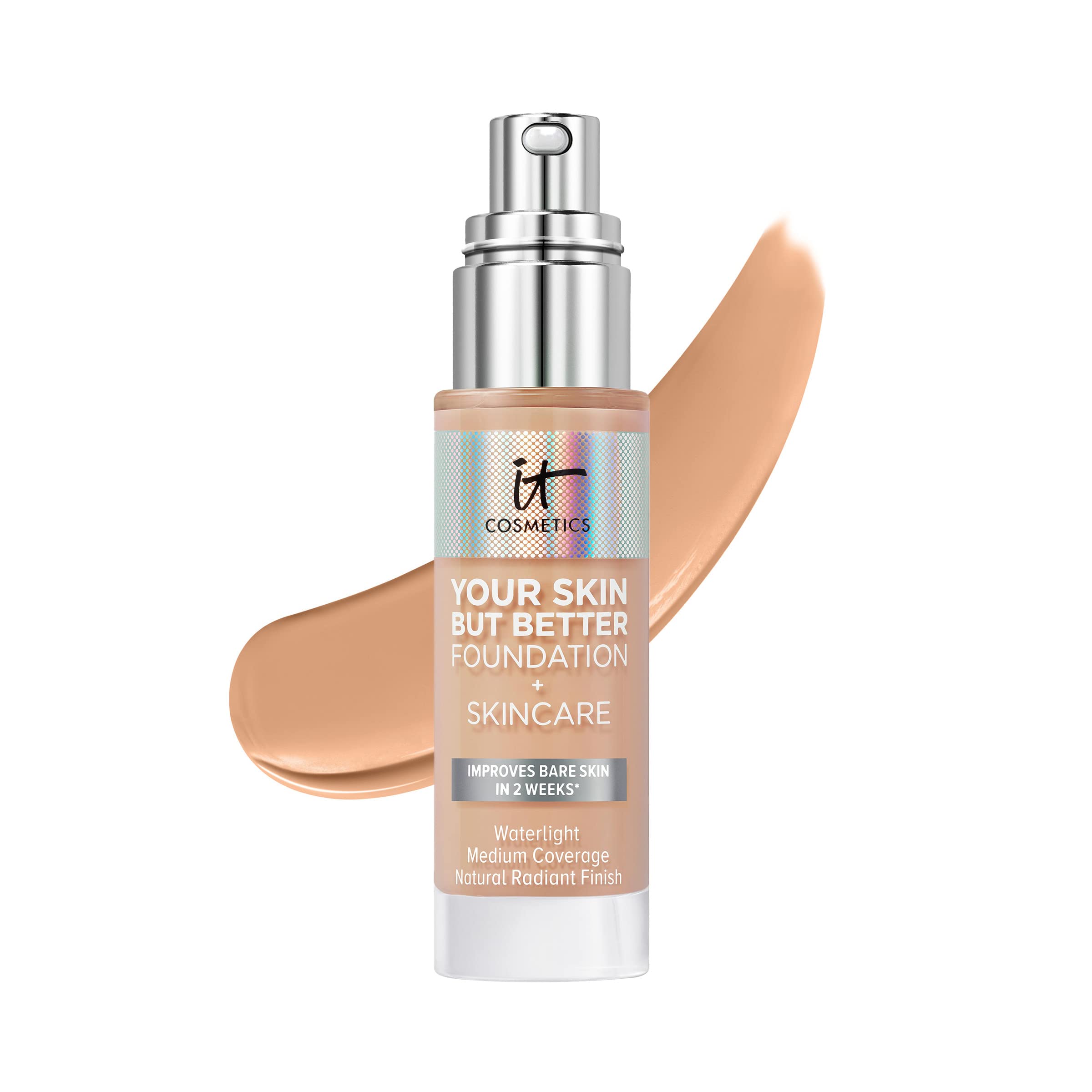 IT Cosmetics Your Skin But Better Foundation + Skincare - Hydrating Medium Buildable Coverage Foundation with Hyaluronic Acid - Minimizes Pores & Imperfections for Natural Radiant Finish - 1.0 fl oz - Perfect for Daily Wear, Special Occasions & Flawless Makeup Looks