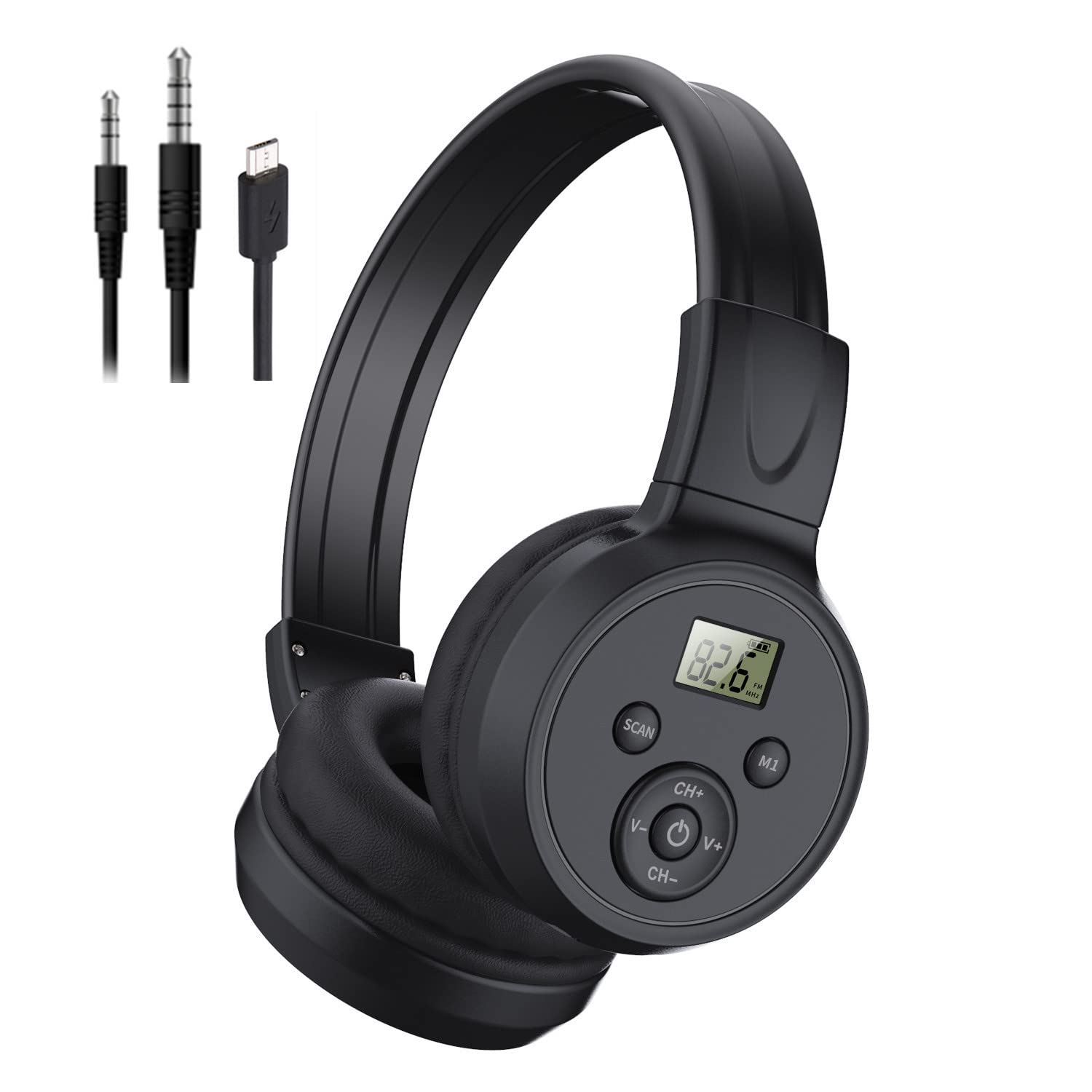 F4 Rechargeable Portable FM Radio Headphones with Best Reception - Wireless Headset Radio Receiver for Meetings, Work, Hiking & Jogging - Perfect for Outdoor Activities, Commuting and Office Use