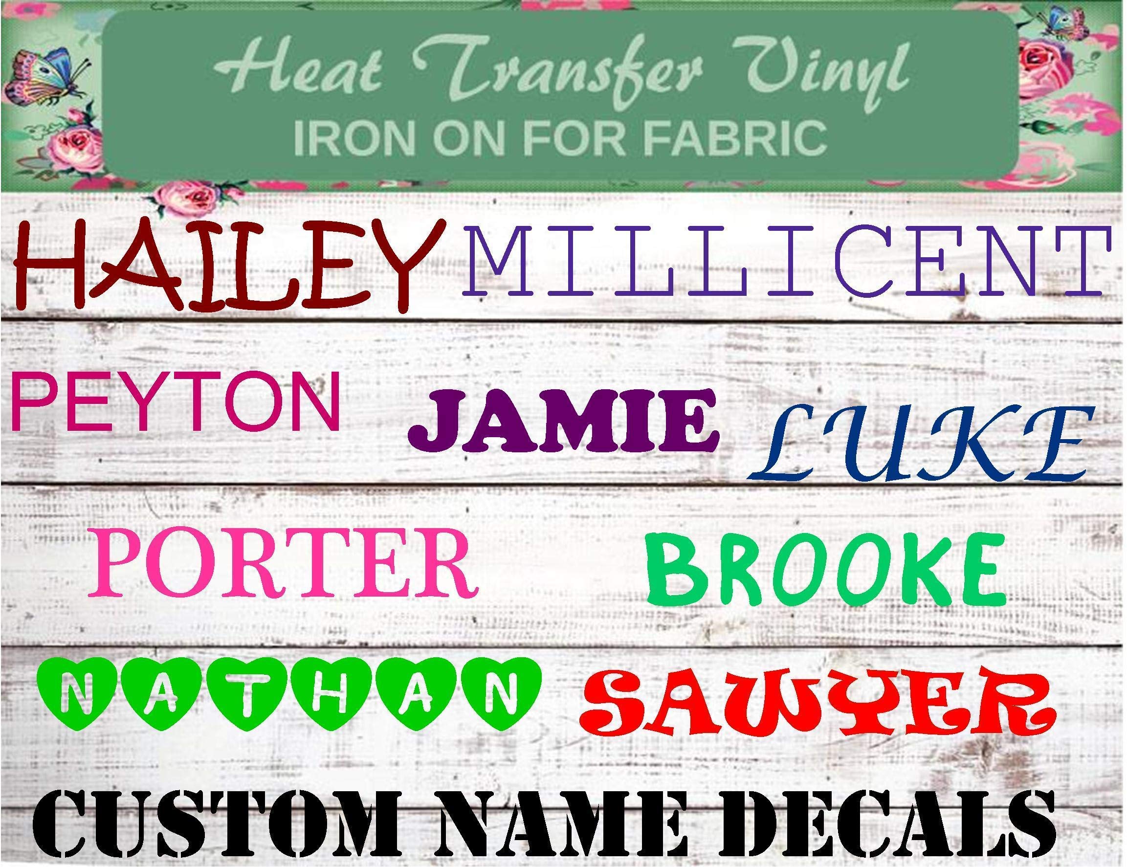 Custom Name Iron On Patches - Personalized Name Decals for Shirts & Clothing - Birthday, Back to School & Sports Team Apparel - DIY Heat Transfer Vinyl Labels for Kids & Adults