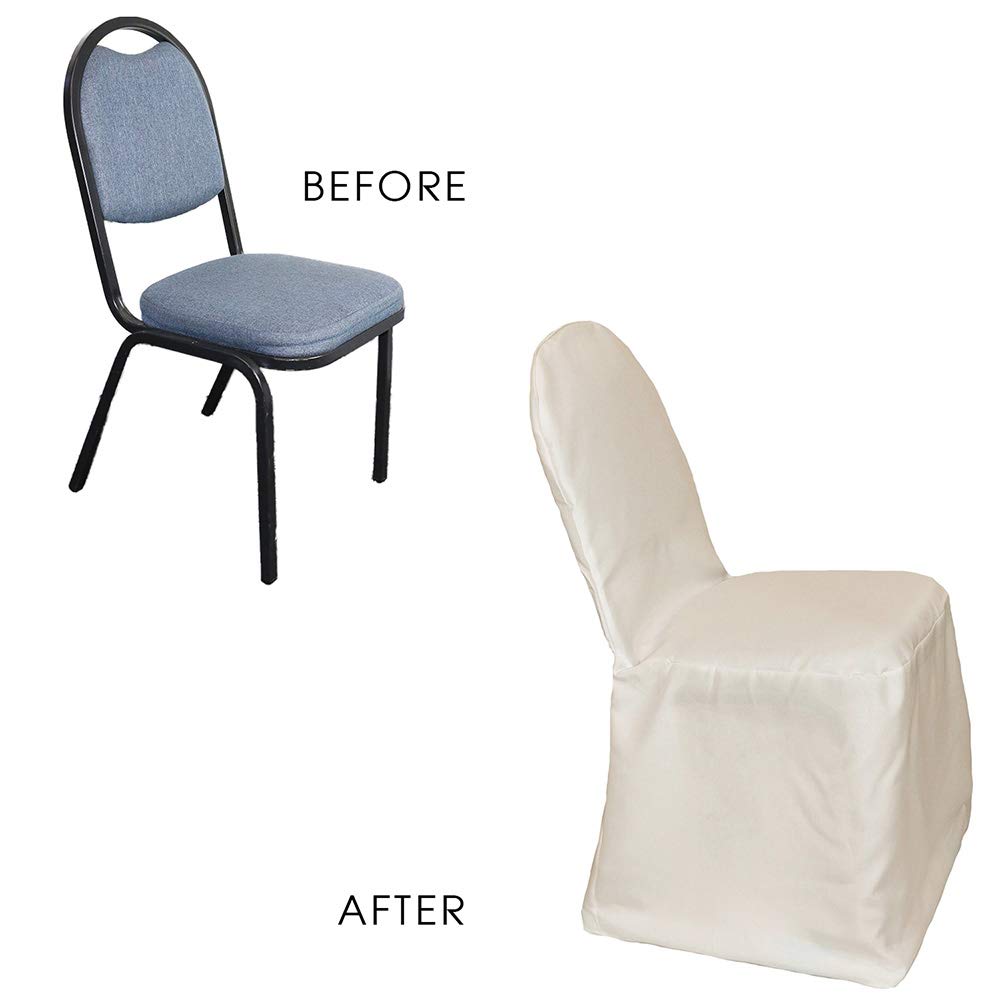 Polyester Chair Covers Ivory - Fitted Banquet Seat Covers for Weddings & Events