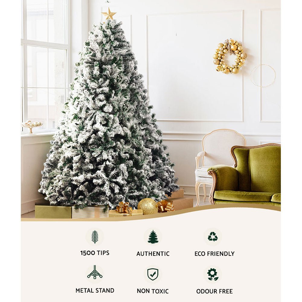 Premium 7.9ft Artificial Christmas Tree with 1500 Snowy Tips - Perfect for Home, Office, and Holiday Decorations