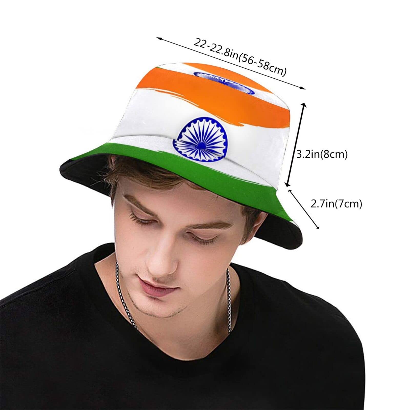 India Flag Bucket Hat - UPF 50+ Sun Protection, Packable & Wide Brim for Outdoor Summer Travel - Unisex Fisherman Hat for Men & Women - Perfect for Beach, Hiking, and Festival Events