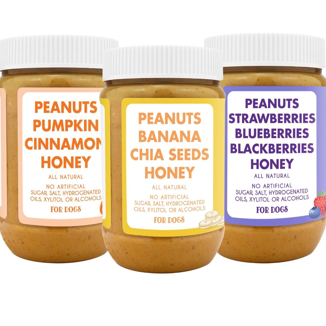 Bark Bistro Company Superberry Snoot, Barkin Banana & Pumpkin Pup - 100% Natural Dog Peanut Butter Treats Set (3 Pack, 17oz) | Healthy USA-Made Dog Snacks for Training, Rewards & Daily Nutrition