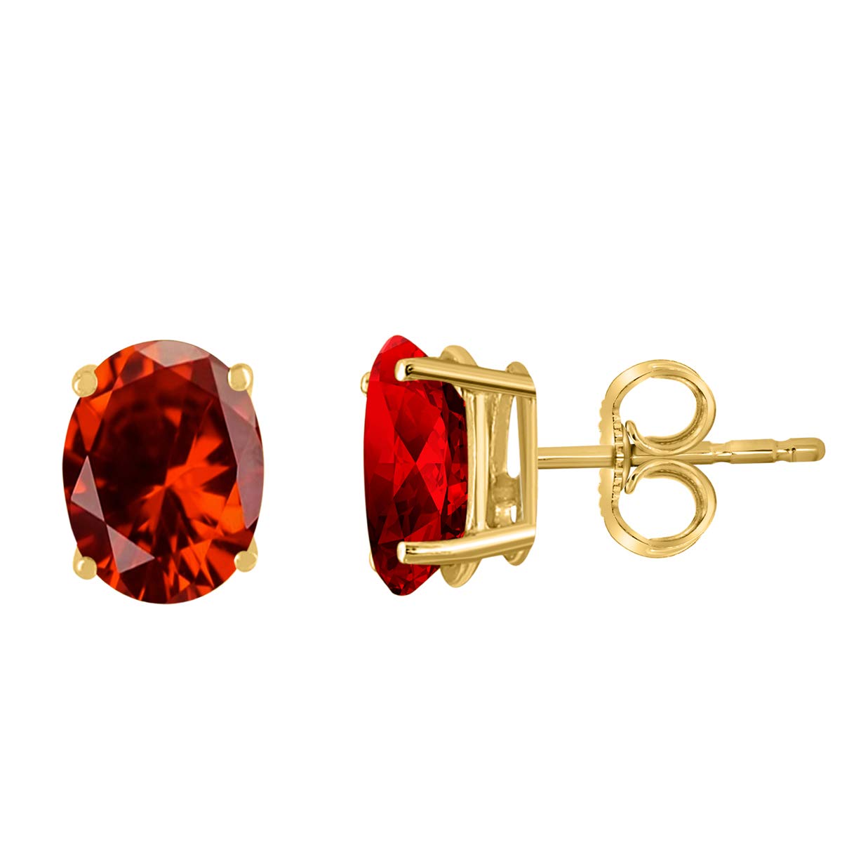 MauliJewels 3 Carat 8x6mm Oval Garnet Earrings for Women - 14k Yellow Gold 4-Prong Setting | Elegant Jewelry Gift for Anniversary, Birthday & Special Occasions
