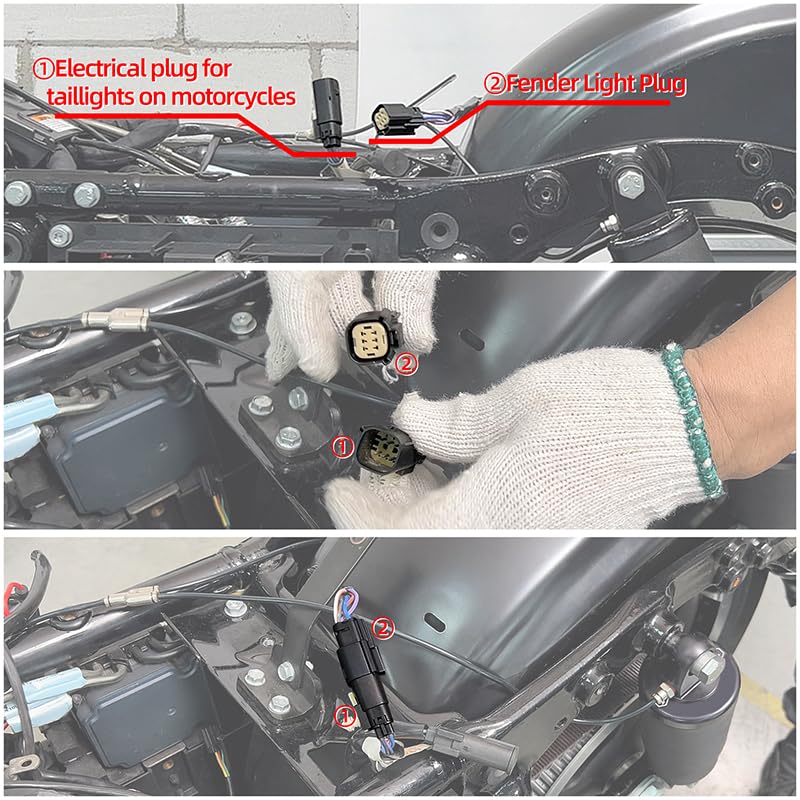 Harley Davidson Touring Models 2009-2013 Rear Fender Fascia Set with Integrated LED Stop/Tail/Turn Signal Lights - Black Housing with Red Lens - Perfect for Custom Motorcycle Upgrades and Night Riding Safety