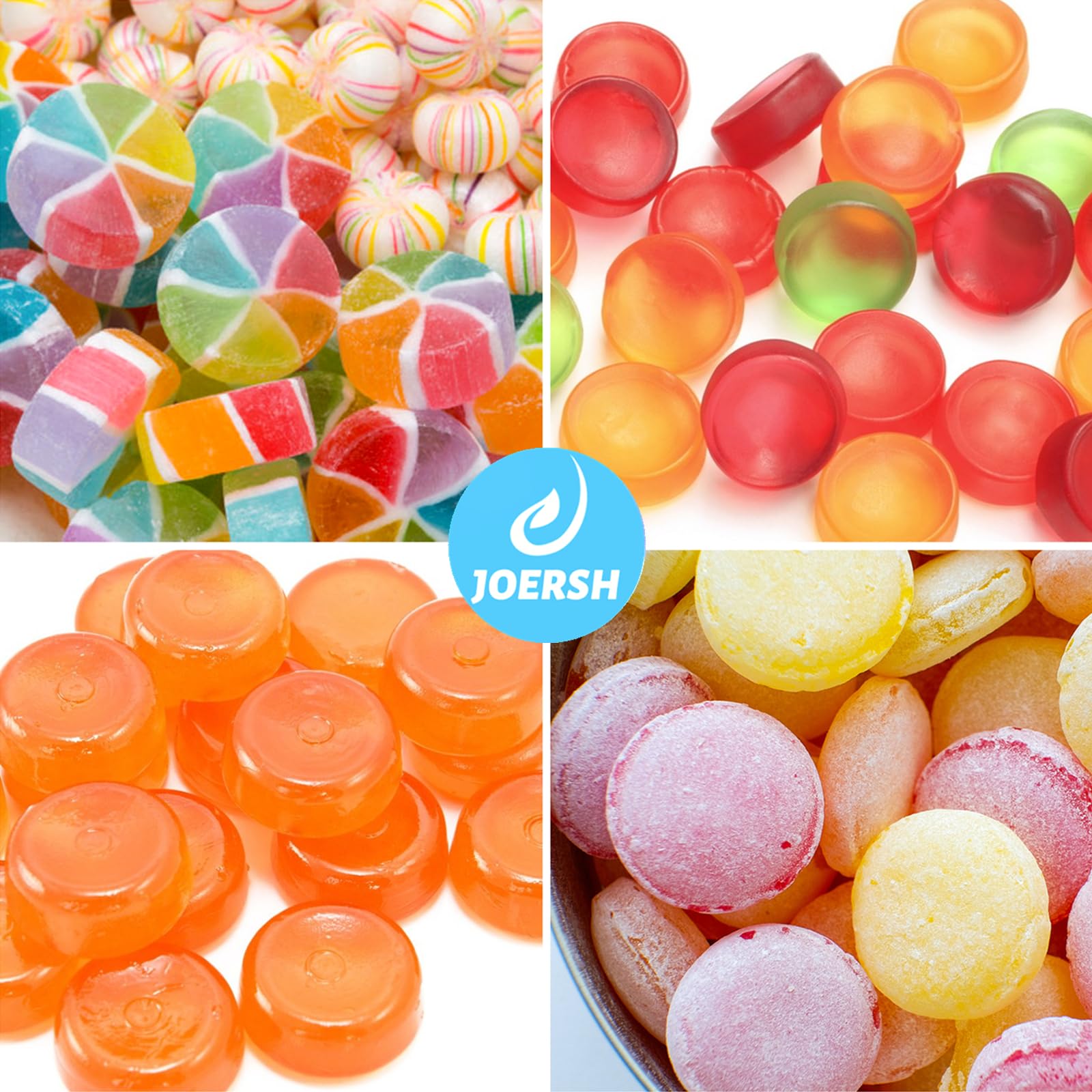 JOERSH Round Silicone Candy Molds - 220 Cavity for Hard Candy, Gummy, Caramel, Chocolate, Ganache & Ice Cubes - Perfect for DIY Candy Making, Baking & Party Treats