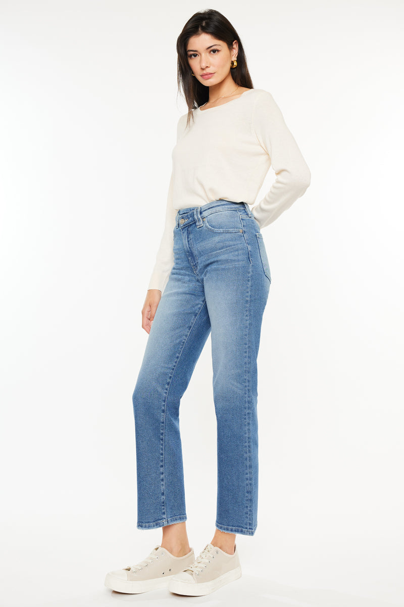 Bethany High Rise 90's Criss Cross Straight Leg Jeans for Women | Vintage Denim Pants | Perfect for Casual Wear, Street Style & Retro Outfits