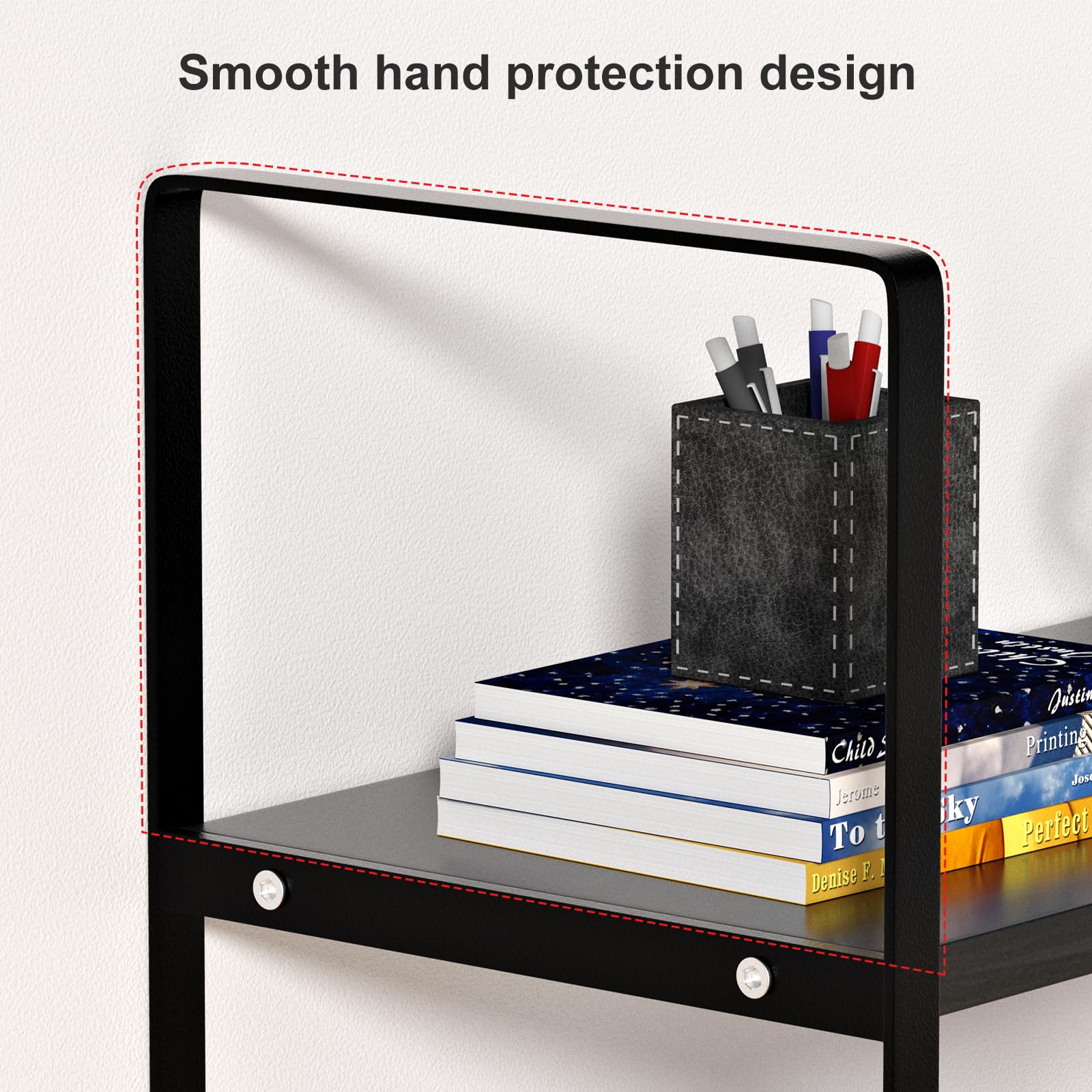 2-Tier Wooden Desk Shelf Organizer - Office Storage Rack for Books, Supplies & Decor | Perfect for Desk, Dresser Top | Ideal for Home, Office & Dorm Organization (Black)