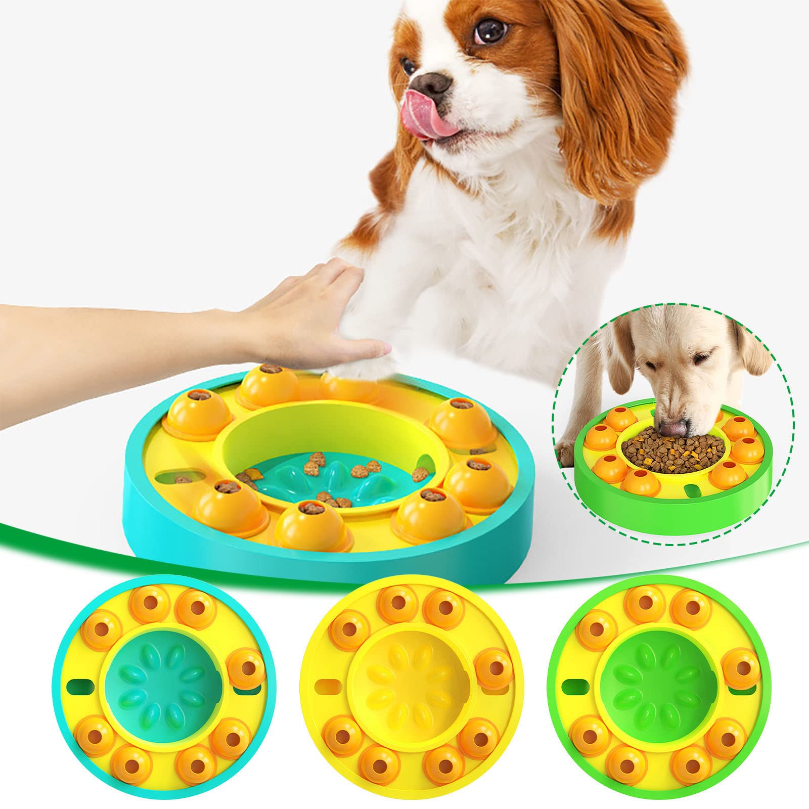 Slow Feeder Dog Bowls - Pet Food Dispensing Toys for Cats & Dogs - Automatic Feeder with Leak-Proof Design for Training & Portion Control - Perfect for Fast Eaters, Digestion Aid, and Mealtime Enrichment