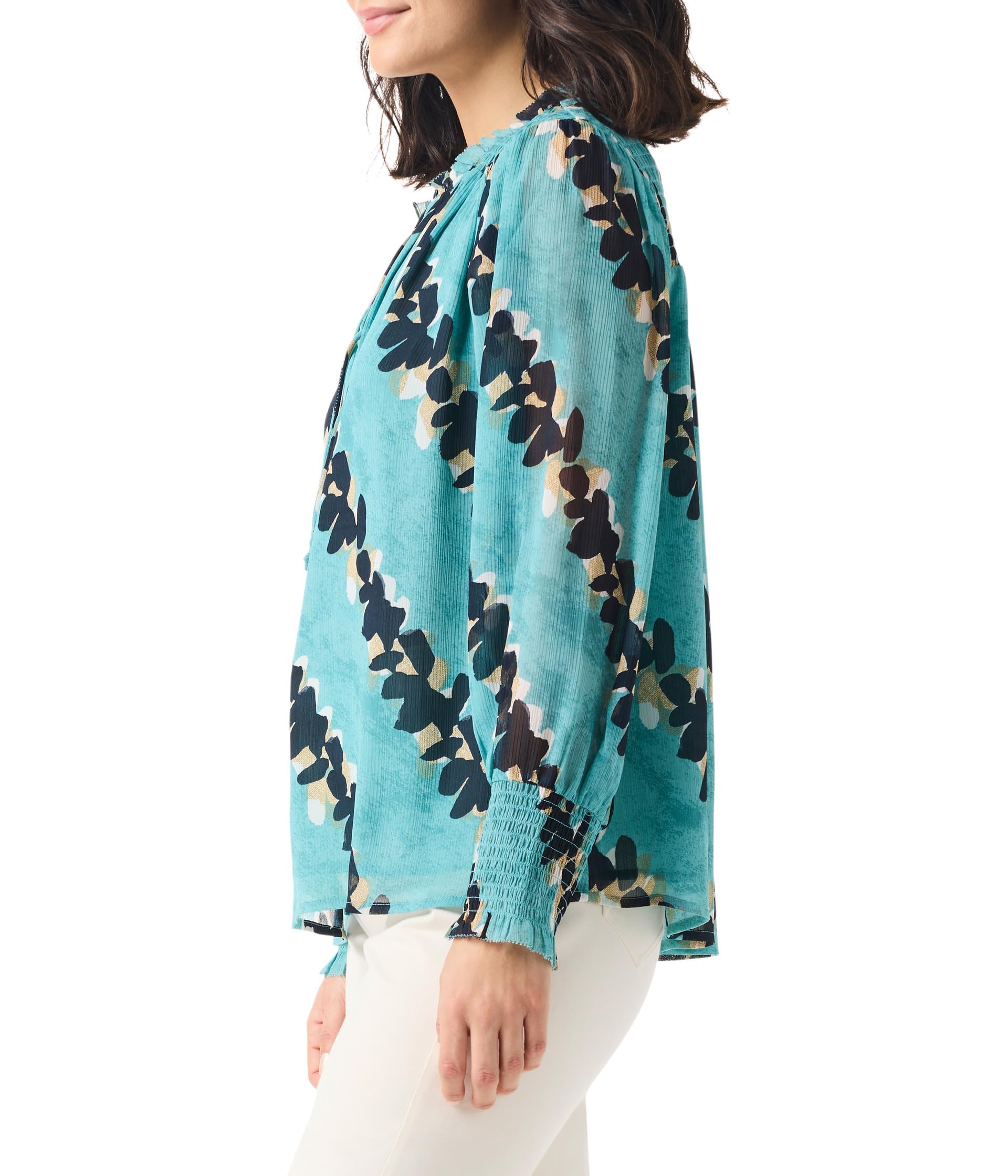 NIC+ZOE Women's Rolling Reef Top - Stylish Casual Short Sleeve Blouse for Summer | Perfect for Beach Outings, Vacation Wear & Everyday Comfort