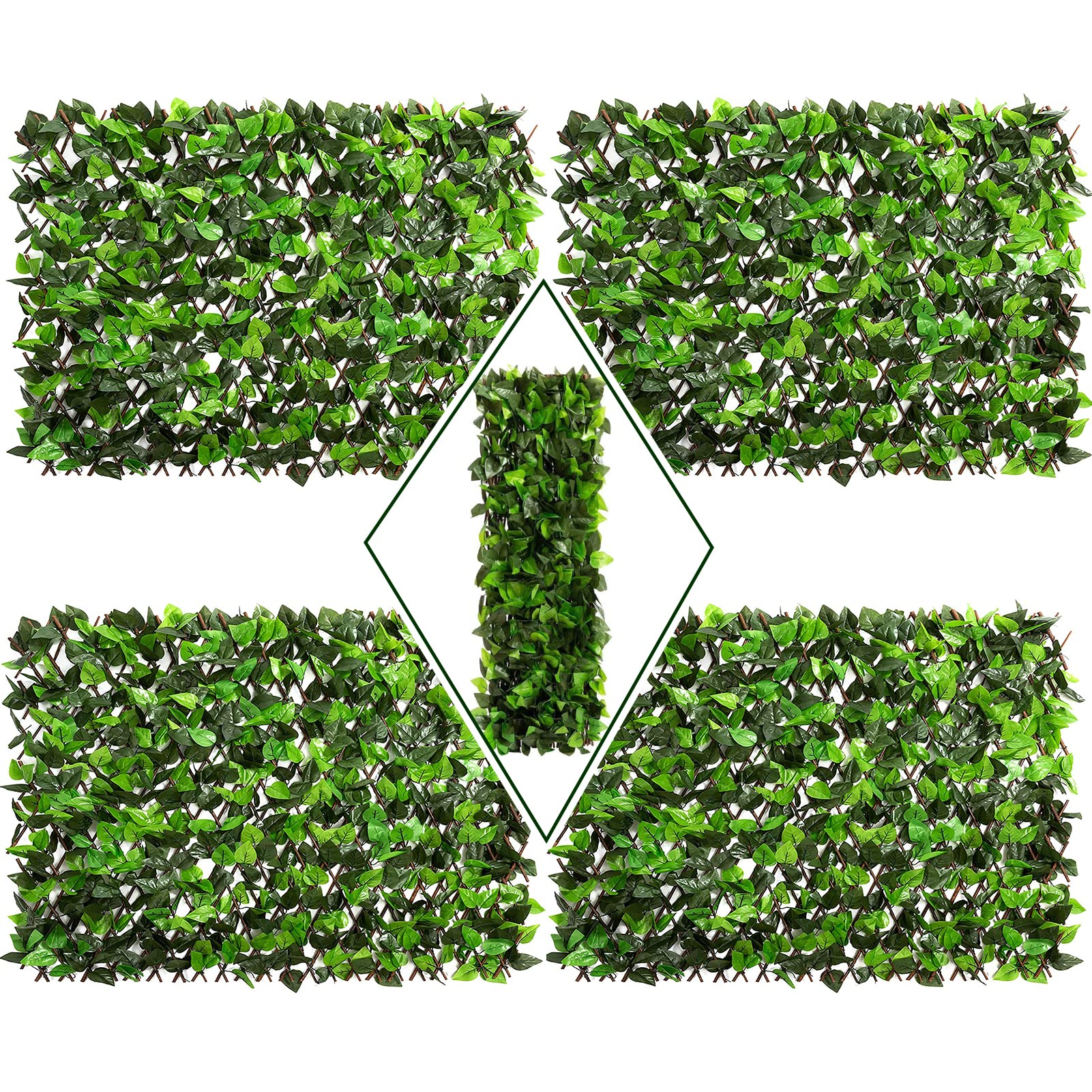 DOEWORKS Expandable Fence Privacy Screen for Balcony, Patio & Outdoor - Faux Ivy Fencing Panel for Garden, Backyard & Home Decor (4 Pack) - Perfect for Creating Private Outdoor Spaces & Enhancing Landscape Design