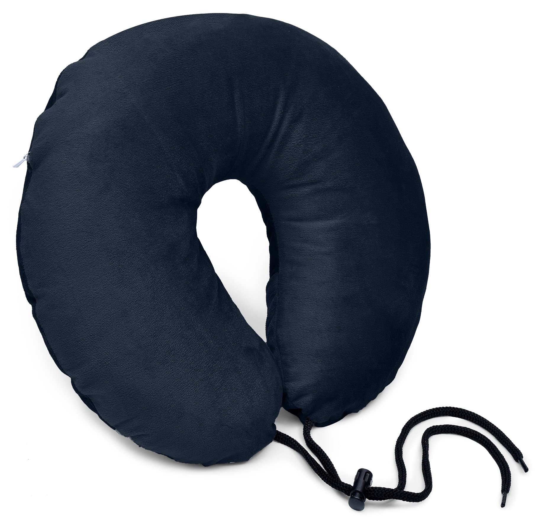 MY ARMOR Neck Pillow for Travel - Ultra Soft Microfiber & Premium Velvet Support - Navy Blue Travel Pillow for Sleeping on Flights, Trains & Car Rides - 1 Year Warranty | Perfect for Long Haul Flights, Road Trips & Commuting