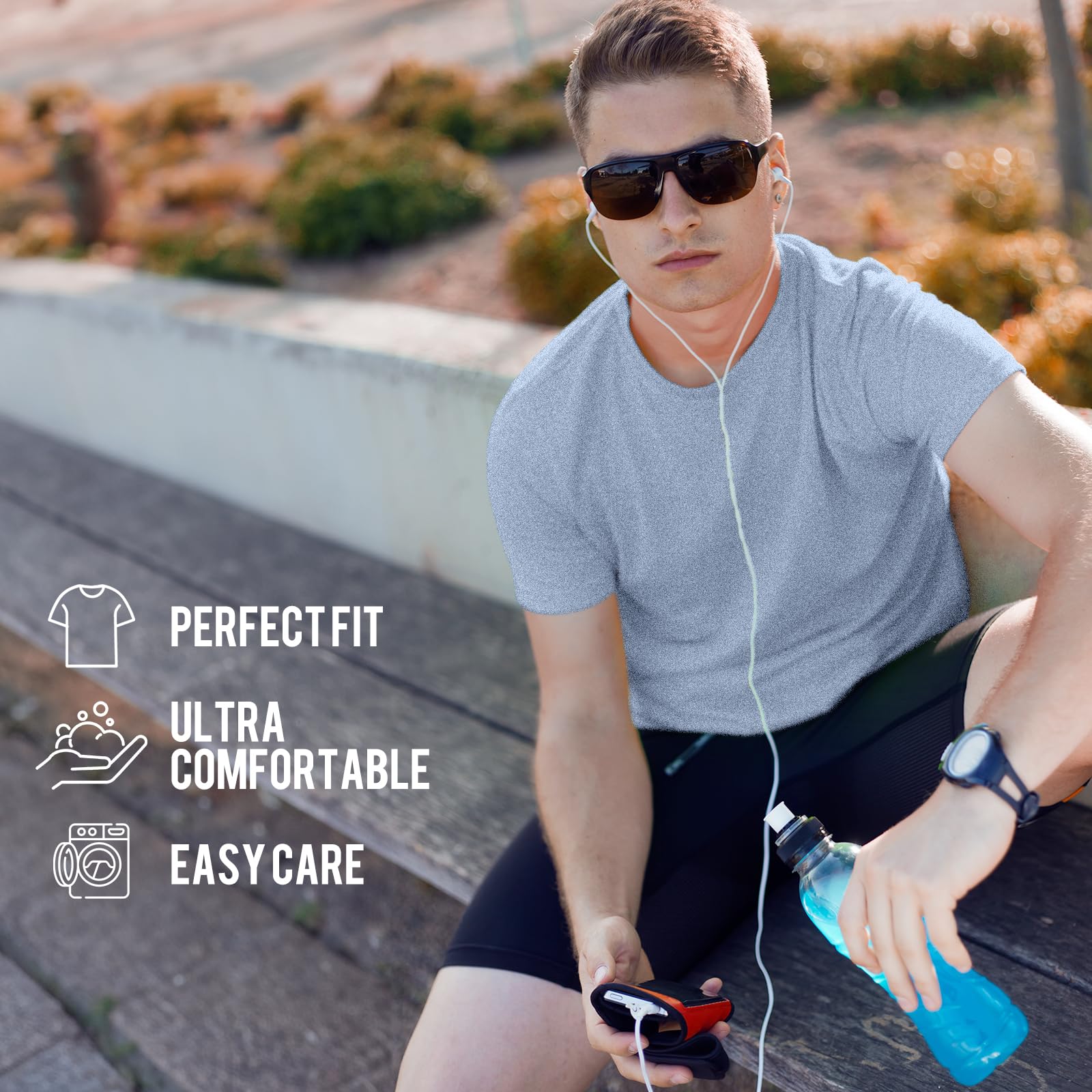 2/4 Pack Men's Classic Cotton Crew Neck T-Shirts - Athletic Running & Gym Short Sleeve Tees - Perfect for Workouts, Casual Wear & Everyday Comfort