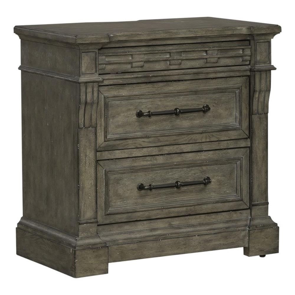 Liberty Furniture Town and Country 3-Drawer Nightstand with USB Charging Station - Bedside Table for Bedroom, Living Room & Guest Room
