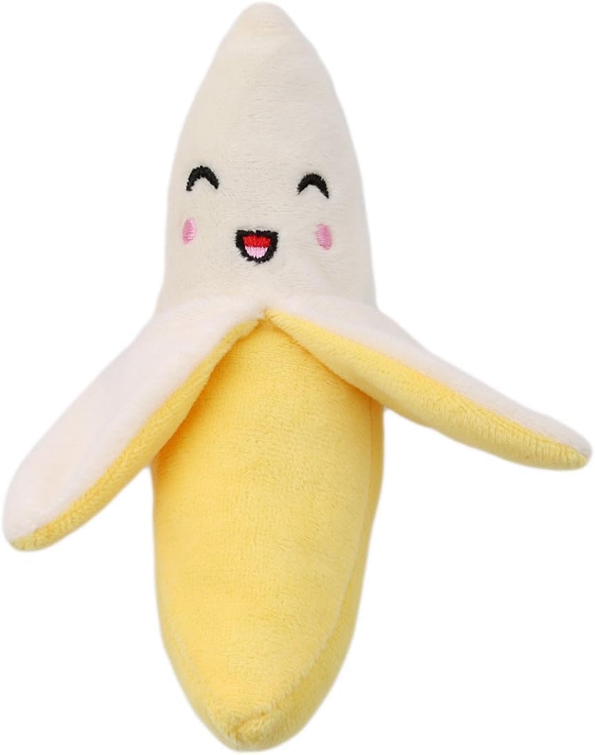 3 Pack Yellow Banana Plush Squeaky Dog Toys - Soft Chew Toys for Puppies, Interactive Squeaker Toy for Small & Medium Dogs - Perfect for Playtime, Training & Teething Relief