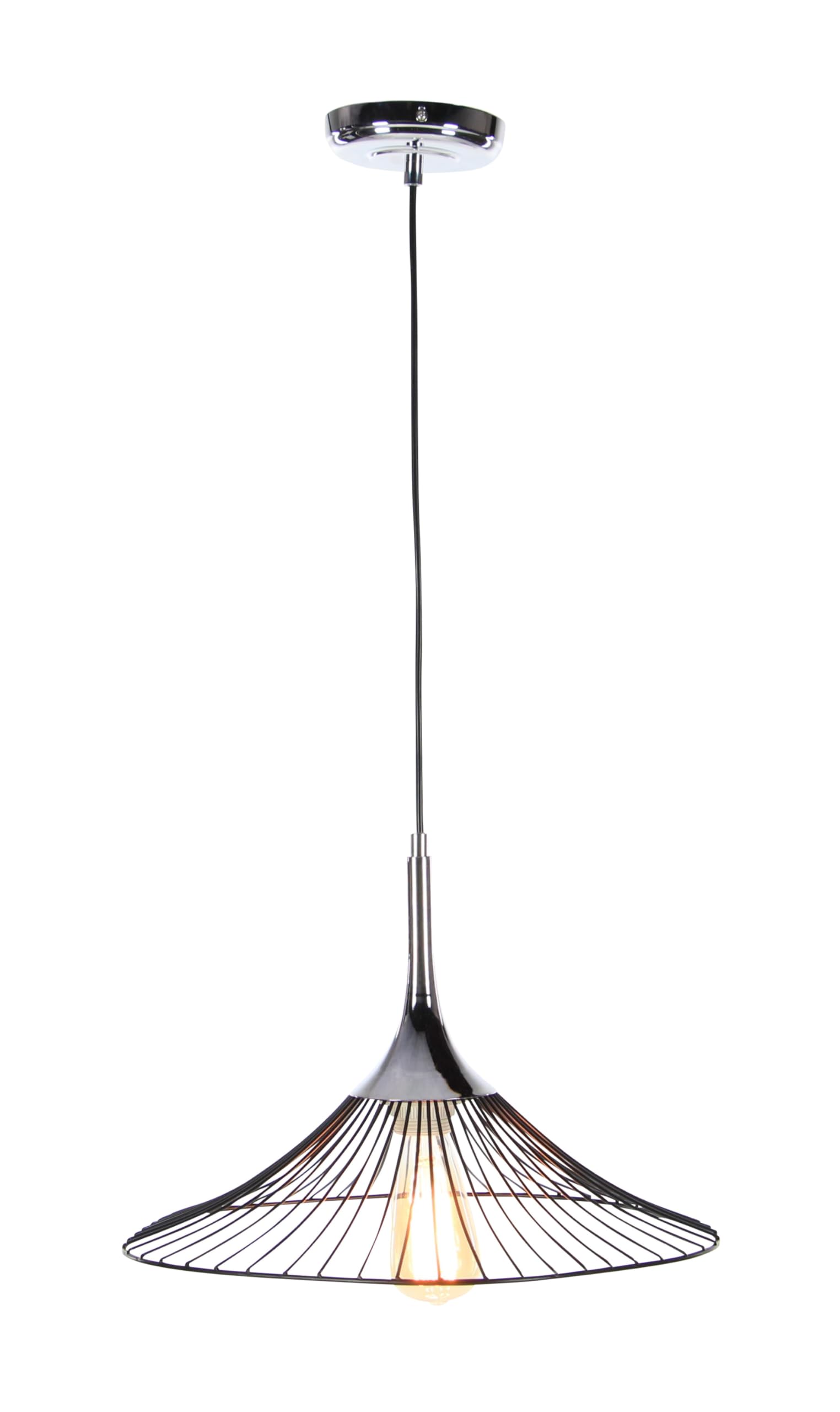 Deco 79 Modern Silver Iron Cone-Shaped Pendant Light Fixture with Bulb - Perfect for Kitchen Island, Dining Room, or Bedroom Lighting
