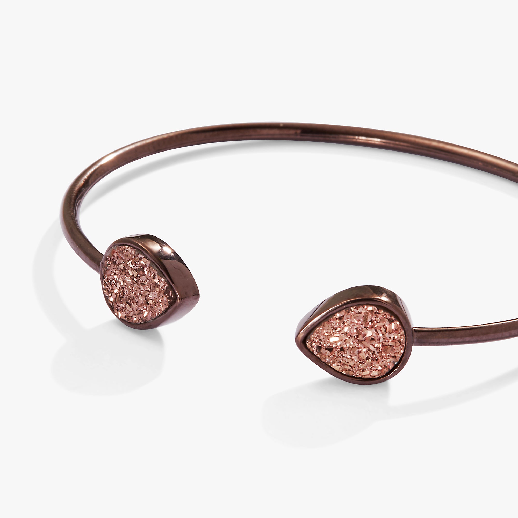 Sparkling Chocolate Druzy Flex Cuff Bracelet for Women - Elegant Stretchable Crystal Jewelry for Parties, Date Nights & Special Occasions