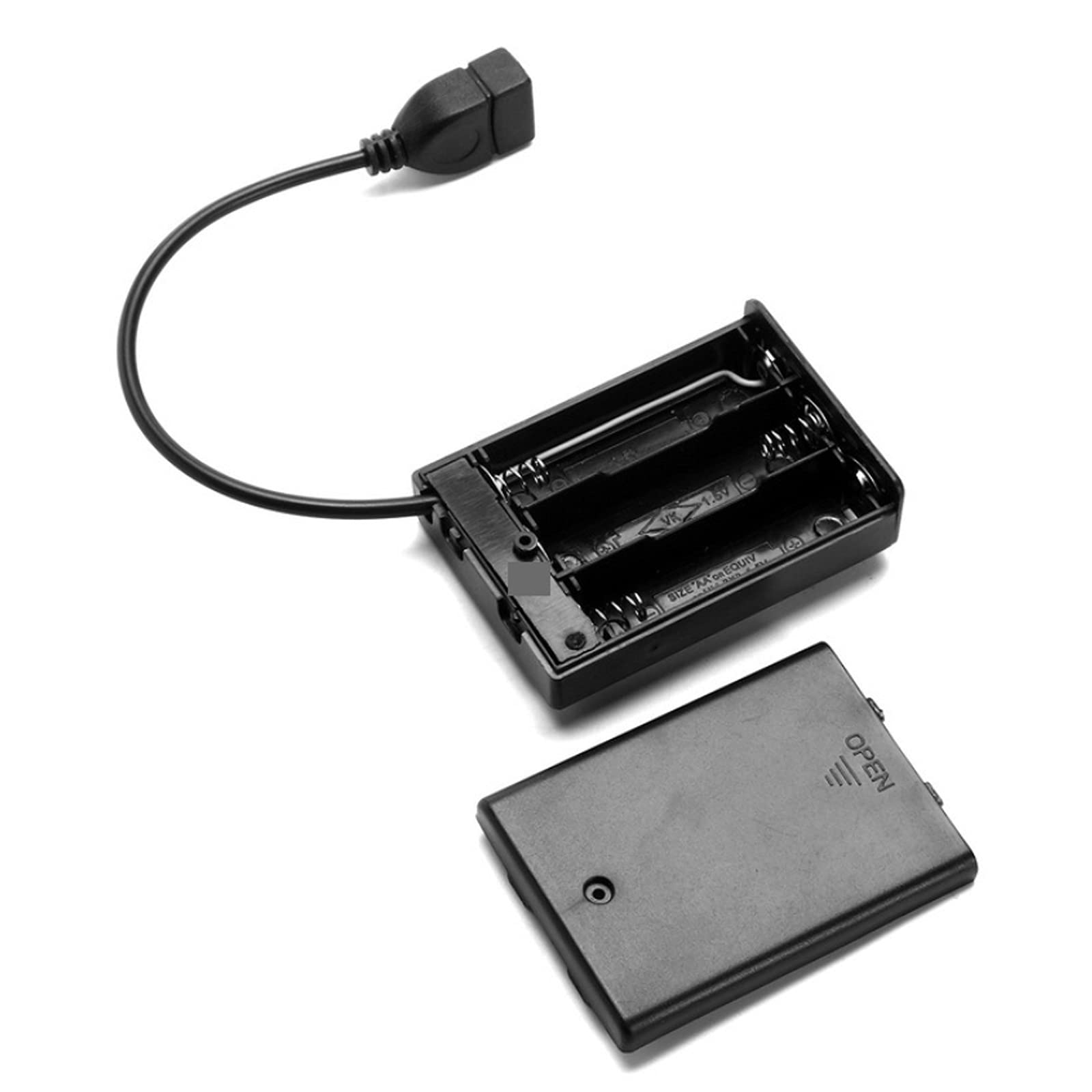 2-Pack 3 AA Battery Holder Case with Cover, On/Off Switch & USB Cable (4.5-5V Output) - Perfect for DIY Electronics, LED Projects, and Portable Power Supplies
