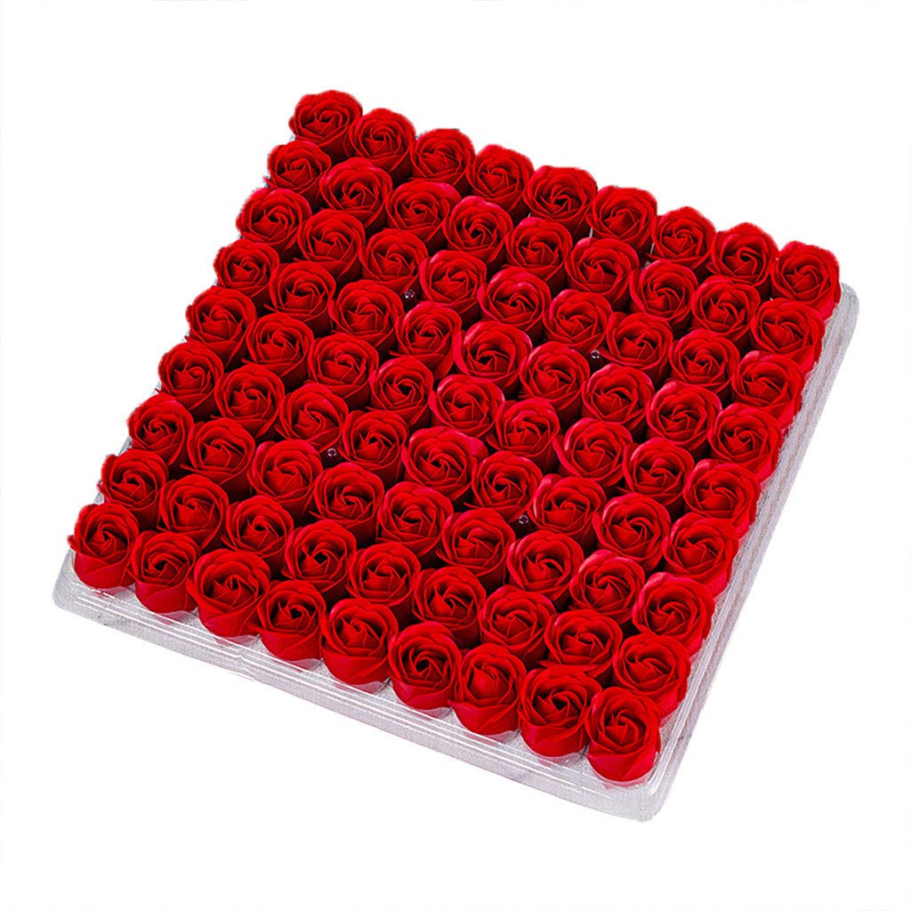 Kiosan 3-Layer Rose Soap Flower Head - Realistic Artificial Eternal Rose (Red) - Perfect for Wedding Decor, Romantic Gifts & Home Fragrance