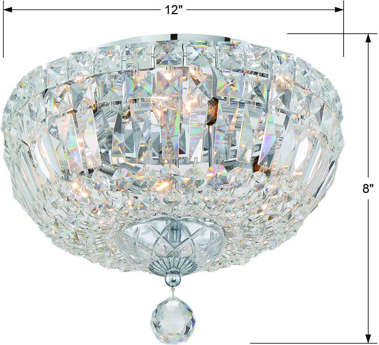 Crystorama Roslyn 4-Light Polished Chrome Flush Mount Ceiling Light Fixture - Modern Lighting for Bedroom, Kitchen, Hallway & Entryway