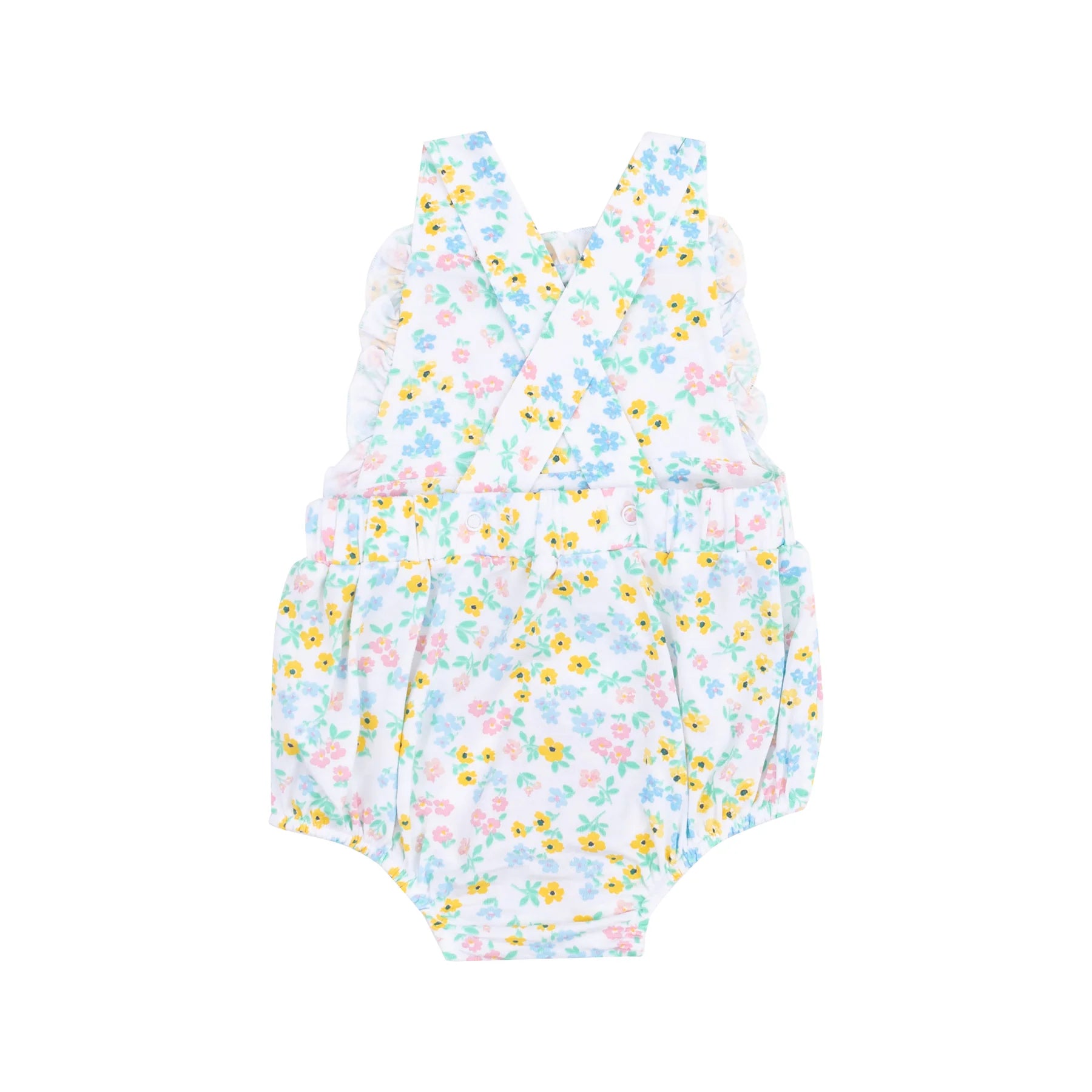 Caroline's Calico Ruffle Bubble Dress for Girls - Floral Print Summer Outfit for Parties, Photos & Special Occasions