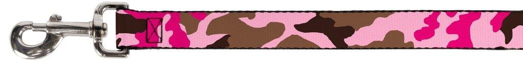 Buckle-Down Camo Pink Dog Leash - 4 Feet Long, 1.5 Inch Wide - Durable Nylon Pet Walking Lead for Small to Medium Dogs - Perfect for Hiking, Jogging & Daily Walks