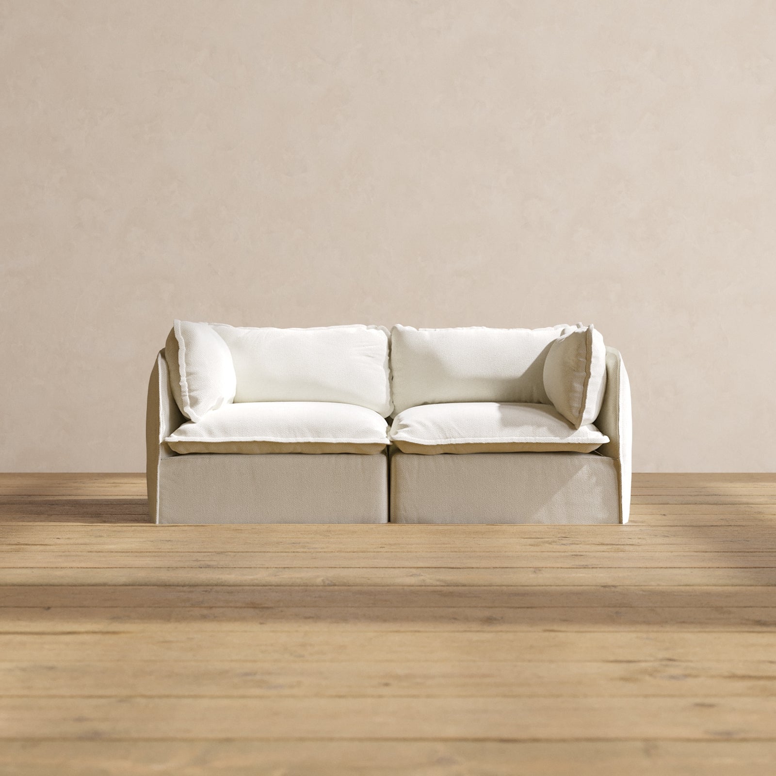 Premium Modular Performance 2-Seater Sofa in Eggshell White | Soft Relaxed Blend Fabric | Perfect for Living Room, Lounge & Small Spaces