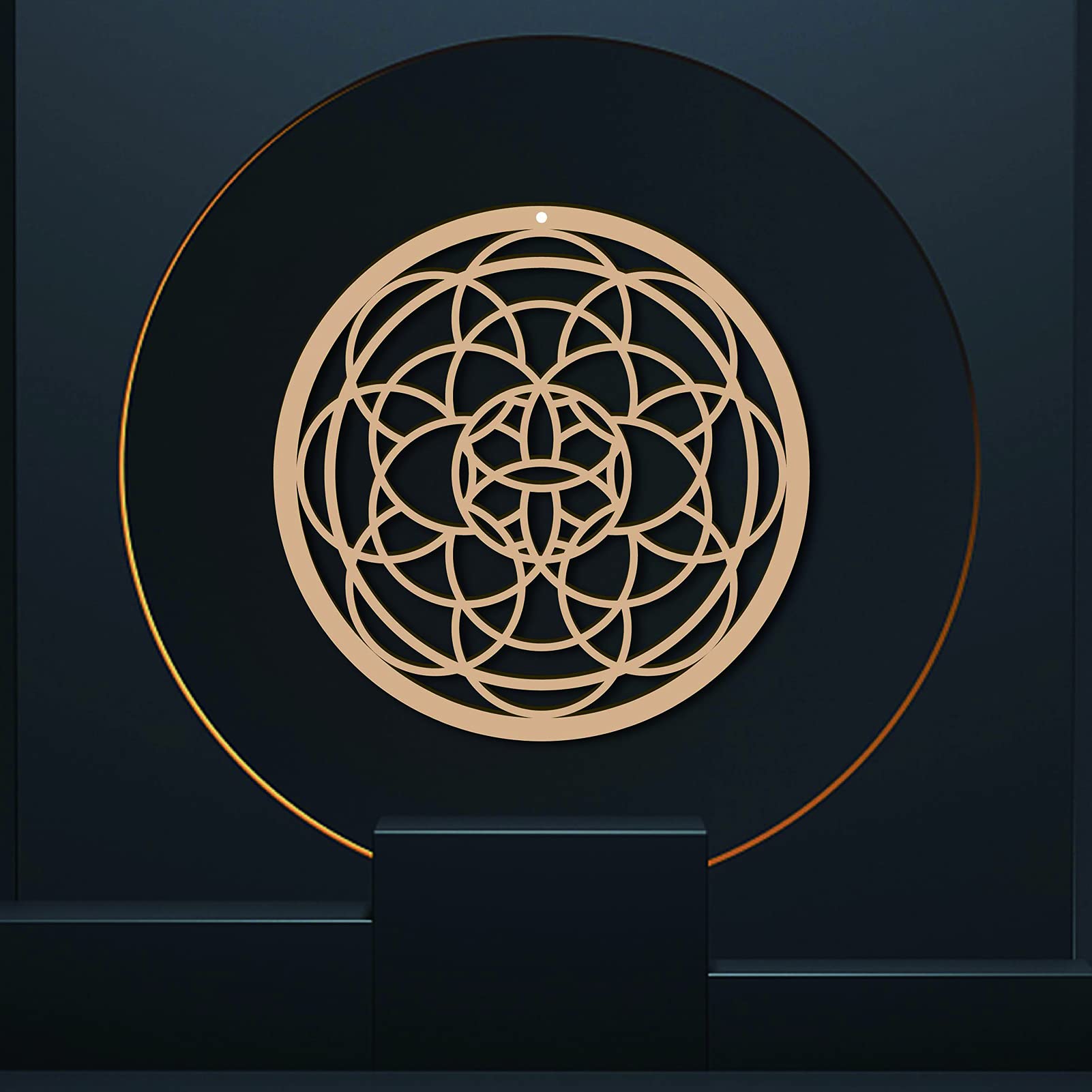10 Inch Wood Flower Wall Decor - Laser Cut Sacred Geometry Crystal Grid Wall Art - Spiritual Symbol Hanging Decor for Home, Office & Yoga Studio - Perfect for Housewarming Gifts & Meditation Spaces