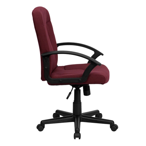 FLASH Garver Mid Back Black Fabric Executive Swivel Office Chair with Nylon Arms - Ergonomic Desk Chair for Home Office, Conference Room & Workspace