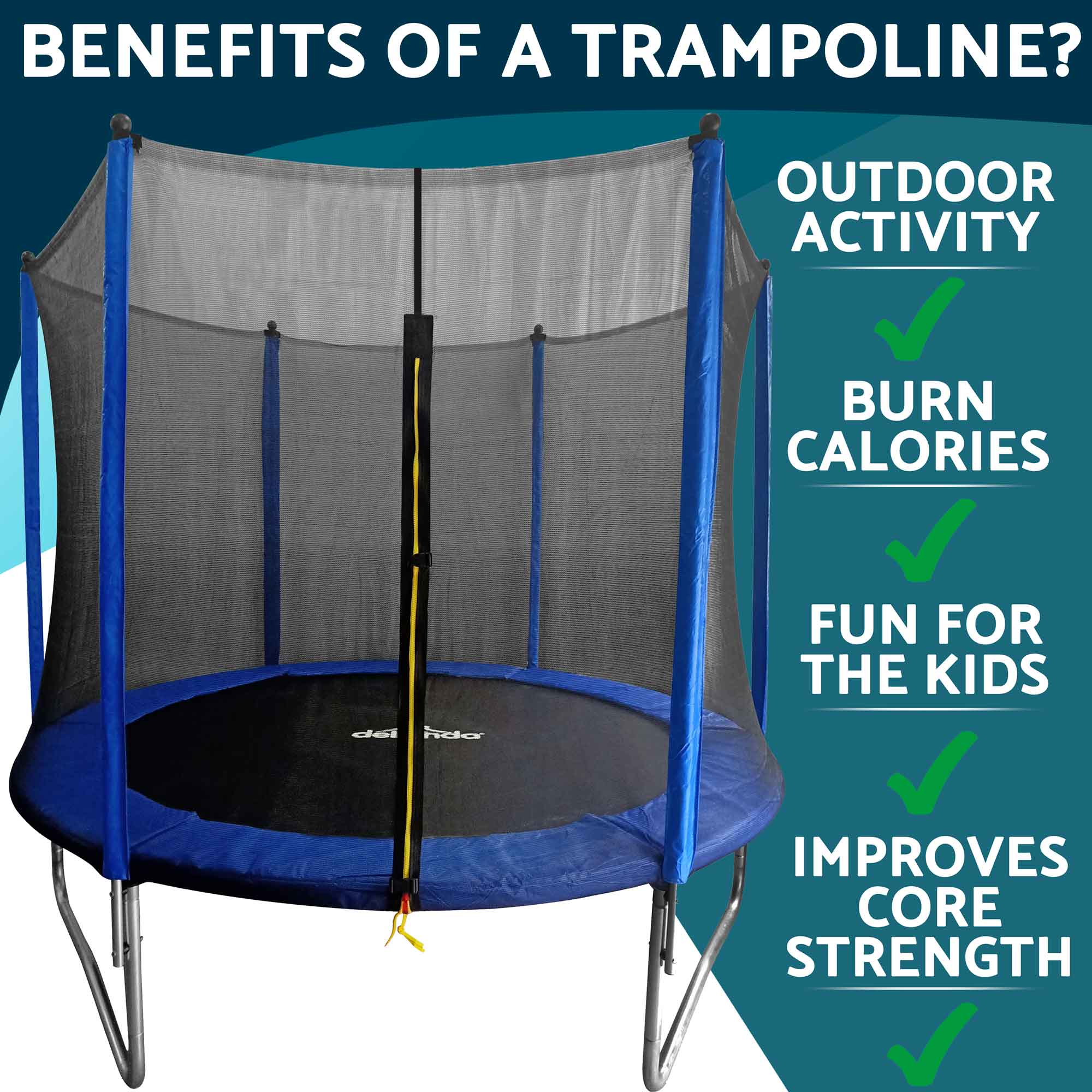 8ft Heavy Duty Outdoor Trampoline with Safety Enclosure Net - Kids Trampoline for Backyard, Garden & Playground | Durable Jumping Mat & Spring Pad (Model DL67)