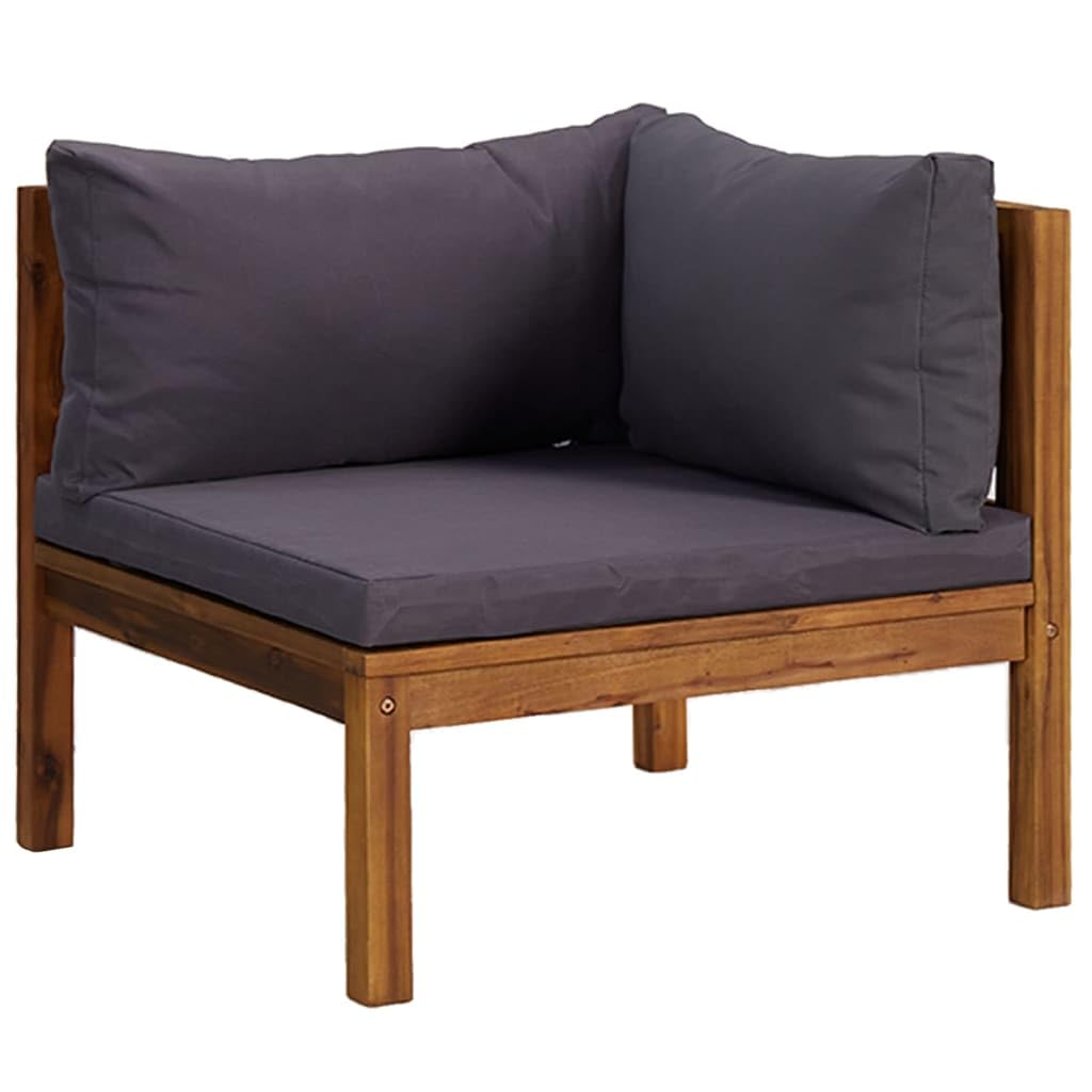 vidaXL Patio Corner Sofa Set with Cushions & Tea Table - Modular Sectional Outdoor Furniture in Solid Acacia Wood - Rustic Garden Sofa for Backyard, Poolside & Patio Relaxation