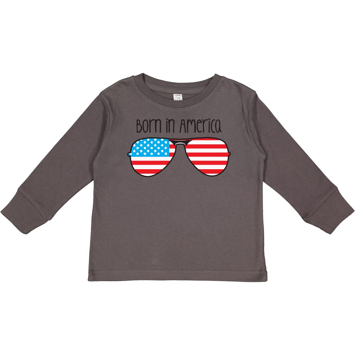 Inktastic Born in America Patriotic Toddler Long Sleeve T-Shirt - Soft Cotton Kids Shirt for Holidays, 4th of July & Family Events