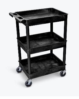 Luxor 3-Tier Black Utility Cart with Wheels - Perfect for Kitchen, Office, or Garage Organization