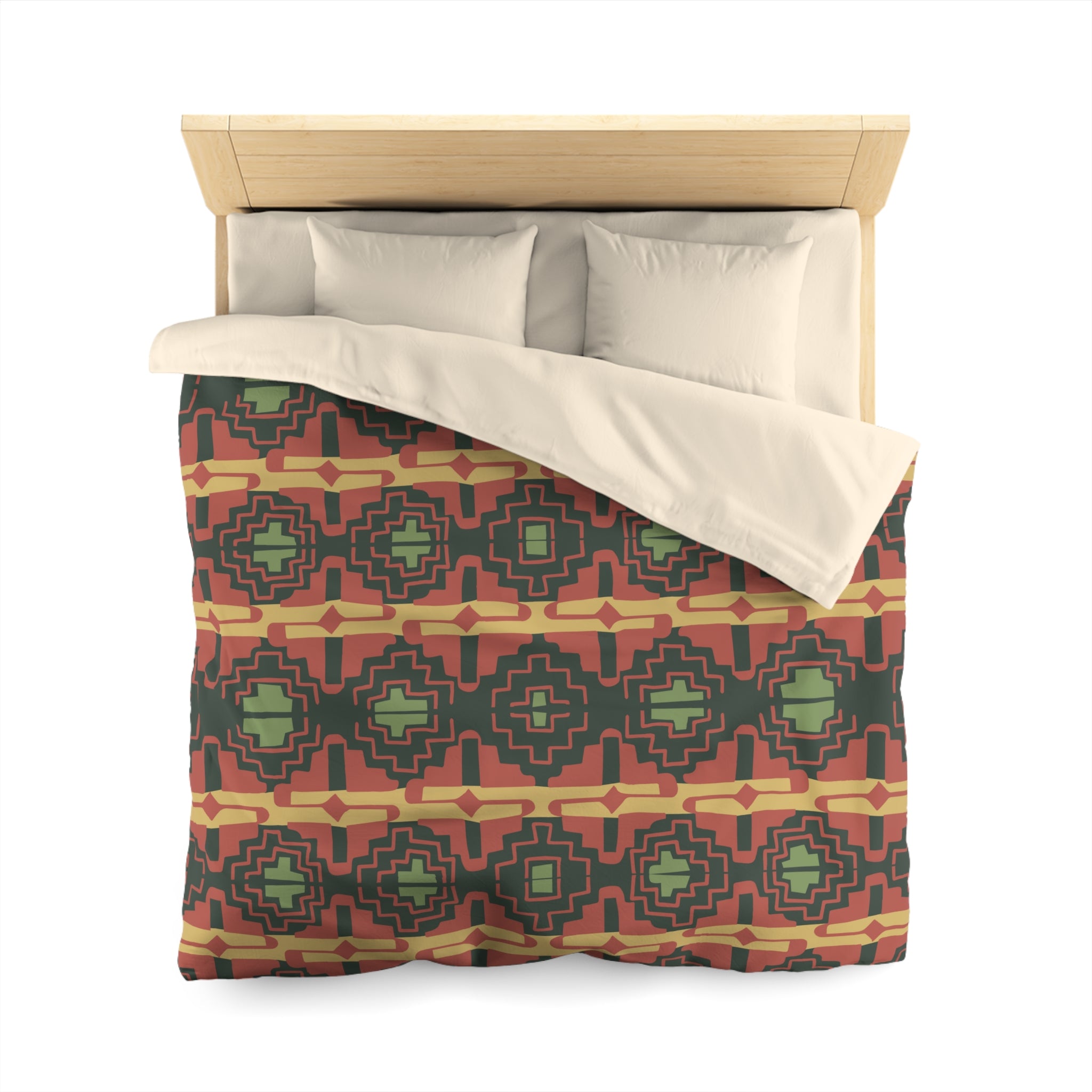 Soft Microfiber Duvet Cover Set - Southwestern Dune Pattern - Queen Size Bedding for Cozy Home & Hotel Use