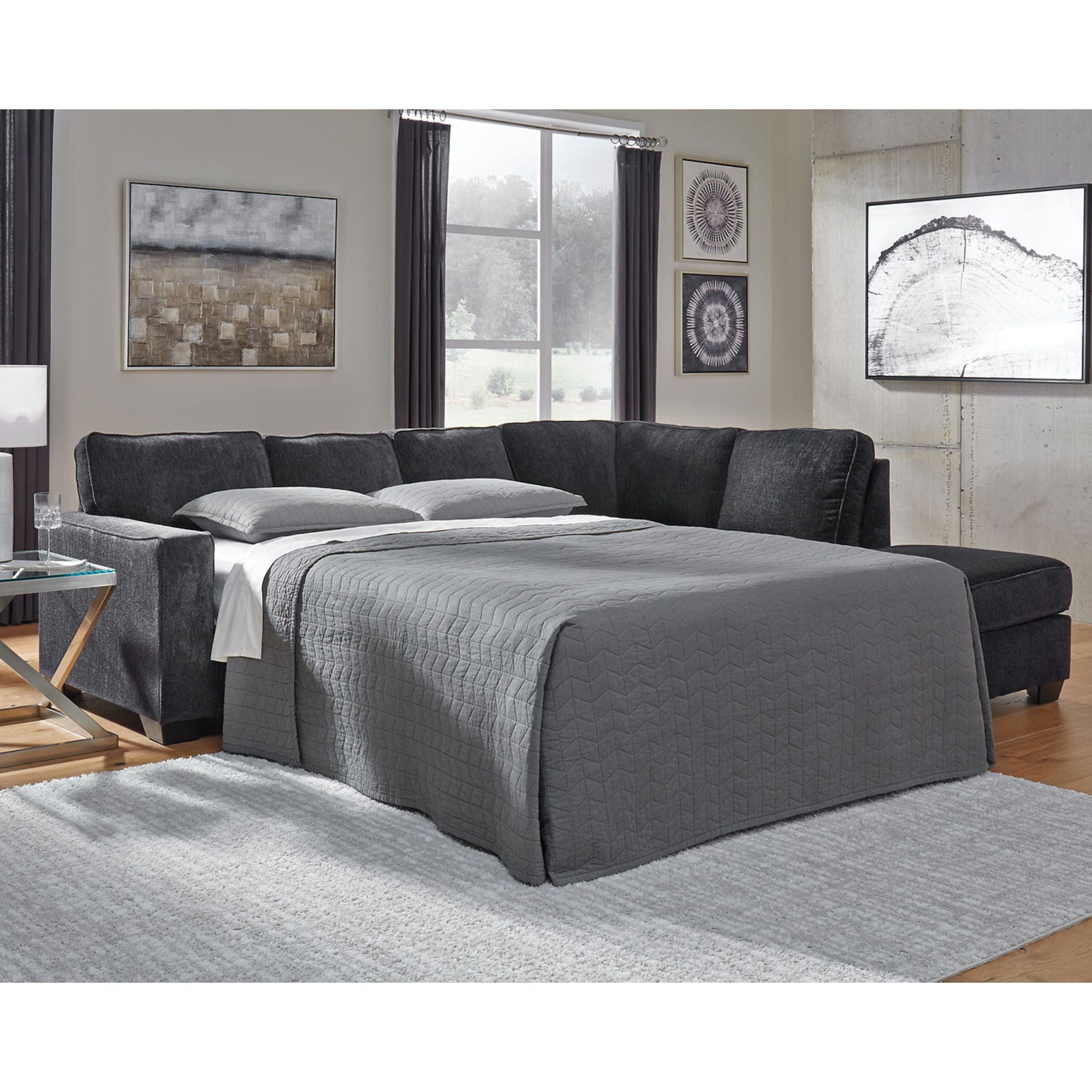 Altari 2-Piece Sleeper Sectional Sofa with Chaise Lounge - Convertible Sleeper Sofa Bed for Small Spaces, Living Room & Guest Room Furniture - Comfortable Modern L-Shaped Couch with Storage