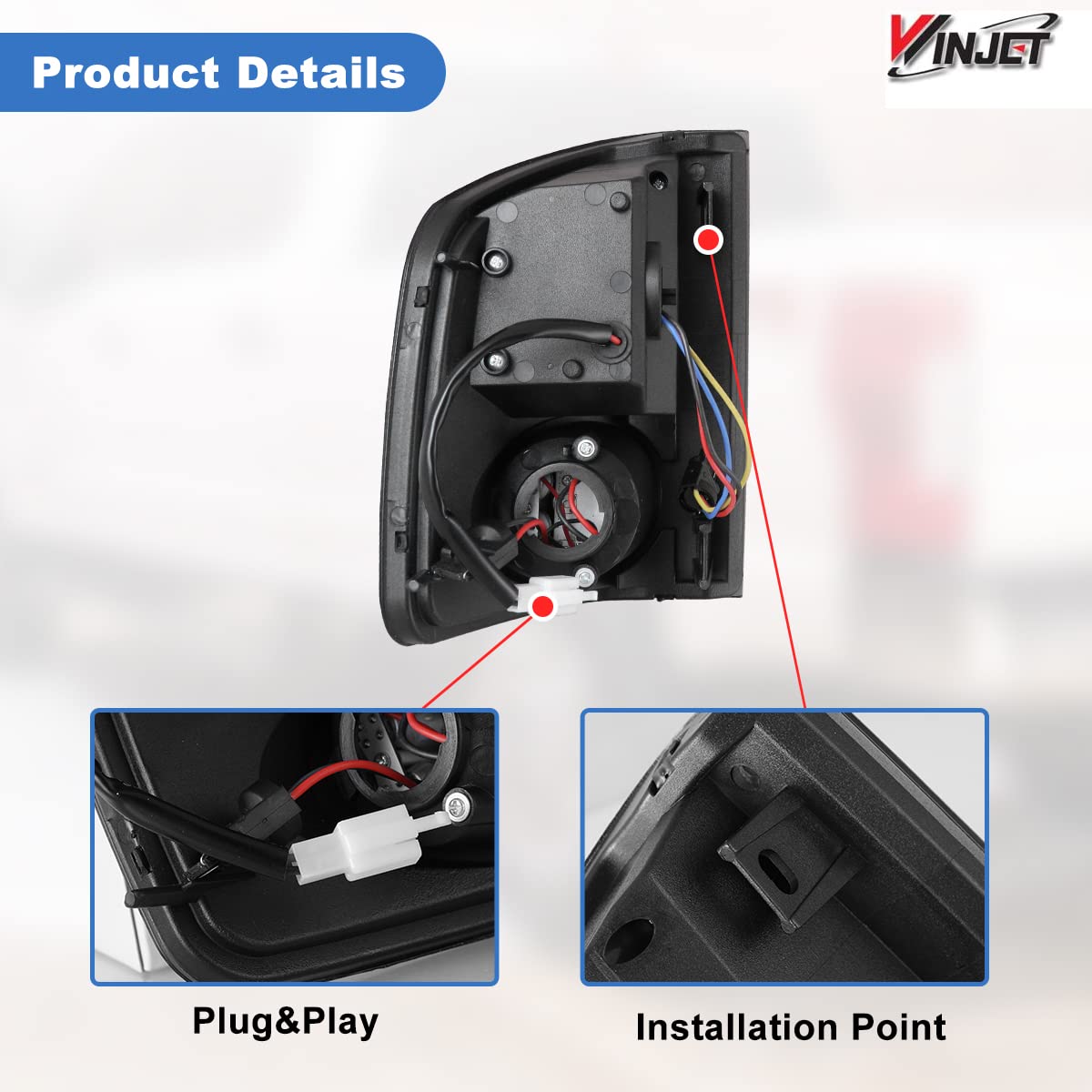 Winjet LED Tail Lights Compatible with Chevy S10 & GMC Sonoma Pickup (1994-2004) - Durable Replacement for Improved Visibility & Safety - Perfect for Night Driving & Towing