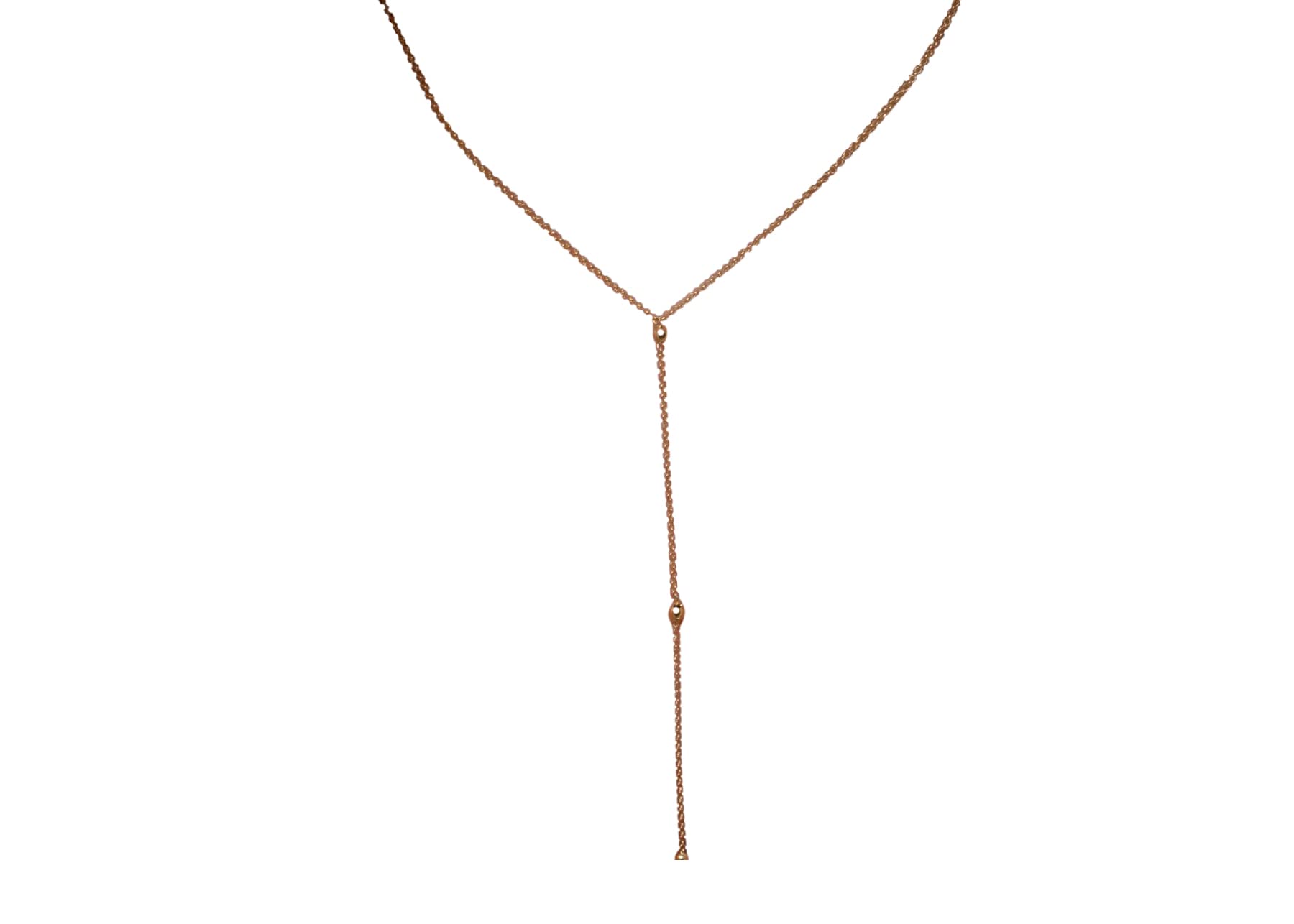 Handmade Beaded Y Necklace - 14K Solid Gold Lariat Ball Necklace for Women, Elegant Rose Jewelry Gift for Her - Perfect for Weddings, Date Nights & Special Occasions