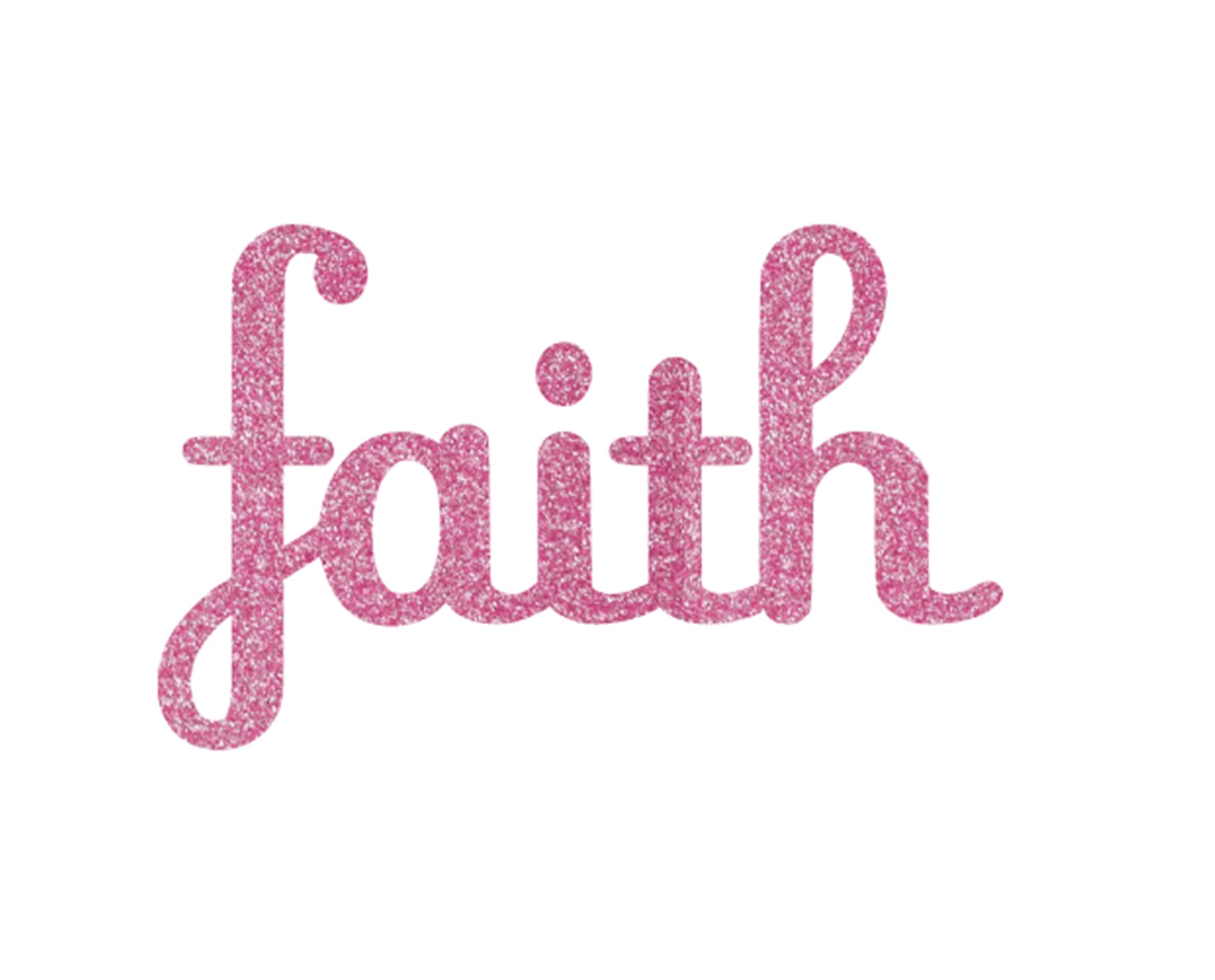 Faith Iron On Decal - Inspirational Christian T-Shirt Transfer Vinyl Patch - Heat Transfer Vinyl (HTV) Graphic Design - Custom Color & Size - Perfect for DIY Apparel, Bags & Home Decor (Flamingo Pink Glitter) - Great for Church Events, Gifts & Personal Style Expression