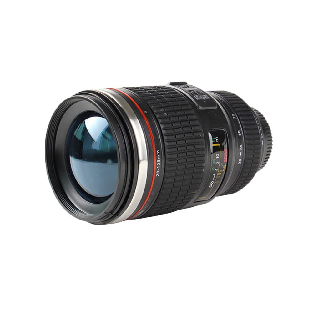 Stainless Steel Travel Coffee Mug with Camera Lens Design - BPA Free Insulated Tumbler for Car, Office & Photography Enthusiasts - Perfect for Commuting, Work & Outdoor Adventures