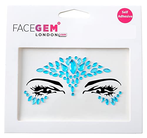 Glitter Face Jewels - Self-Adhesive Face Gems & Body Stickers for Festival, Rave, Party Makeup (Blue) | Perfect for Halloween, Cosplay, Carnival & Costume Parties