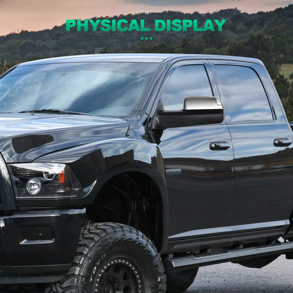AUTOMUTO Power Heated Towing Mirrors with Turn Signal - Chrome Driver & Passenger Side Tow Mirrors Compatible with 2011-2016 Dodge Ram 1500/2500/3500 & 2010 Models - Perfect for Towing Trailers, Boats & RVs