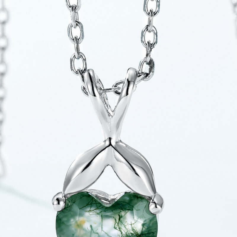 Natural Moss Agate Heart Pendant Necklace for Women - Healing Crystal Jewelry Gift for Her - Perfect for Meditation, Yoga & Spiritual Healing