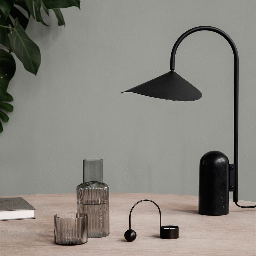 FERM Living Arum Table Lamp - Modern Black Desk Lamp for Bedroom, Living Room & Office - Stylish Nordic Design Lighting for Home Decor