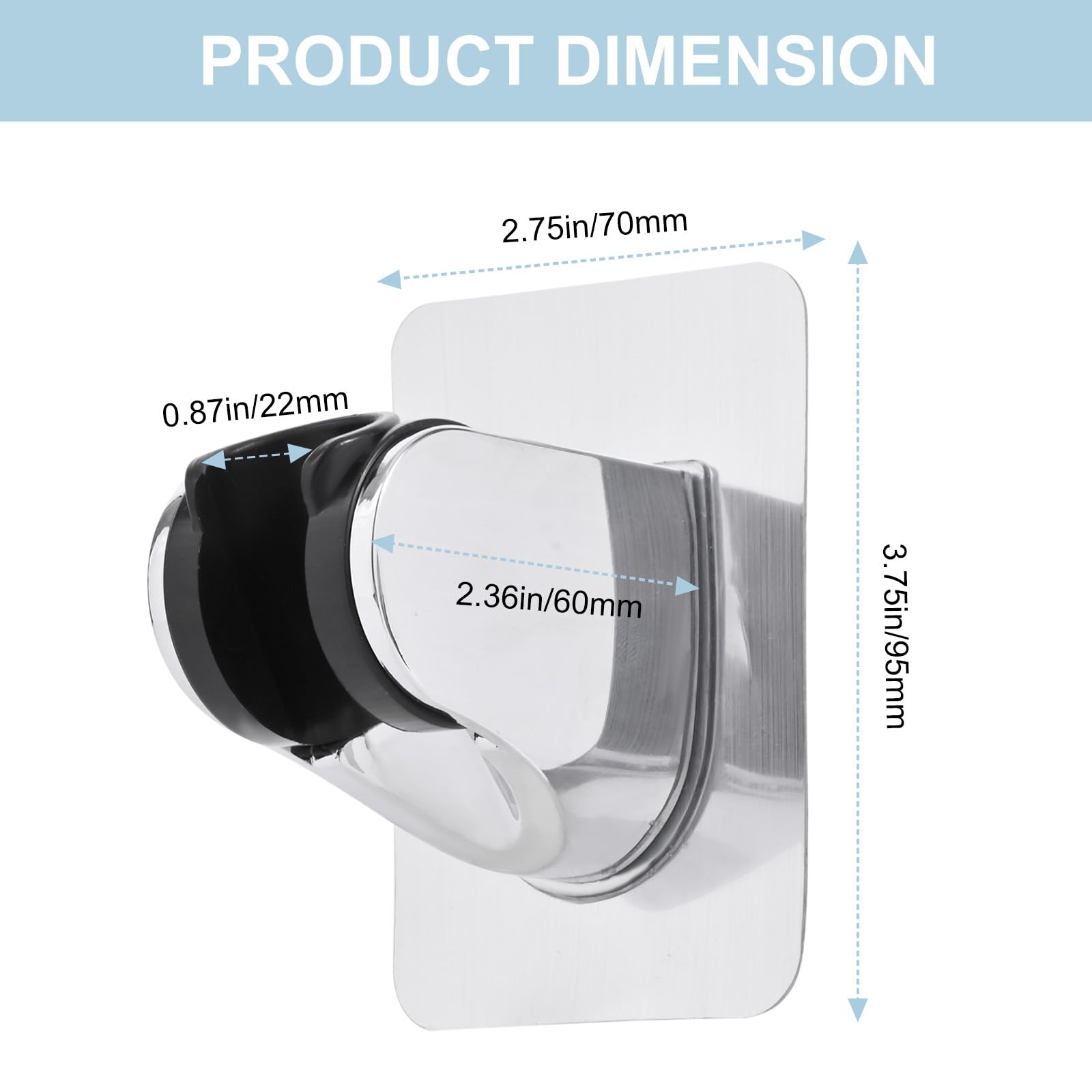 Strong Adhesive Waterproof Shower Head Holder Wall Mount - Adjustable No Drill Handheld Shower Bracket for Bathroom, Kitchen, RV & Outdoor Use