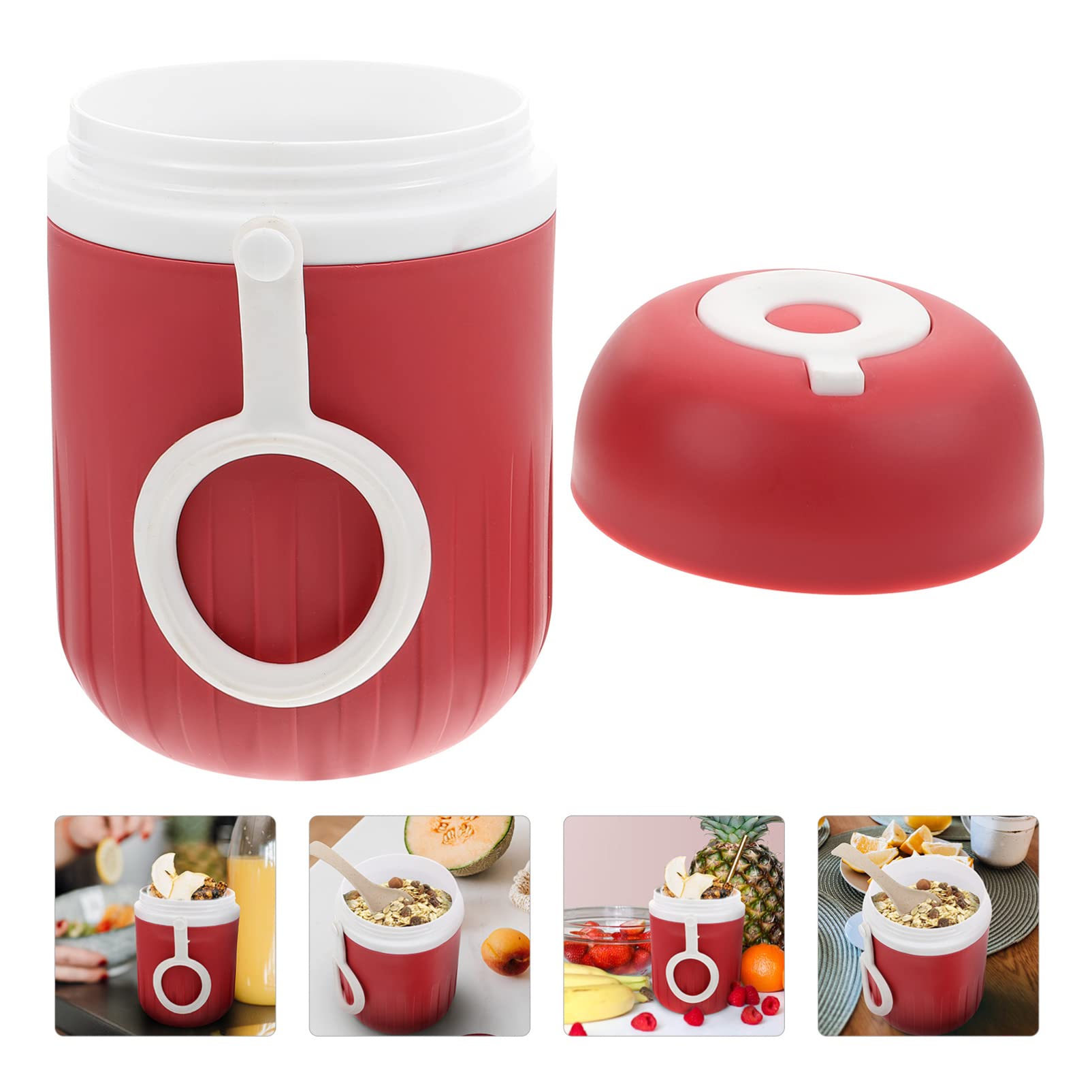 Hemoton 1 Set Insulated Travel Mug with Lid - 16oz Leak-Proof Coffee Tumbler, Hot/Cold Drink Cup for Breakfast Cereal, Soup, Milk - Perfect for Office, School, Camping & Commuting - BPA-Free Plastic Food Container